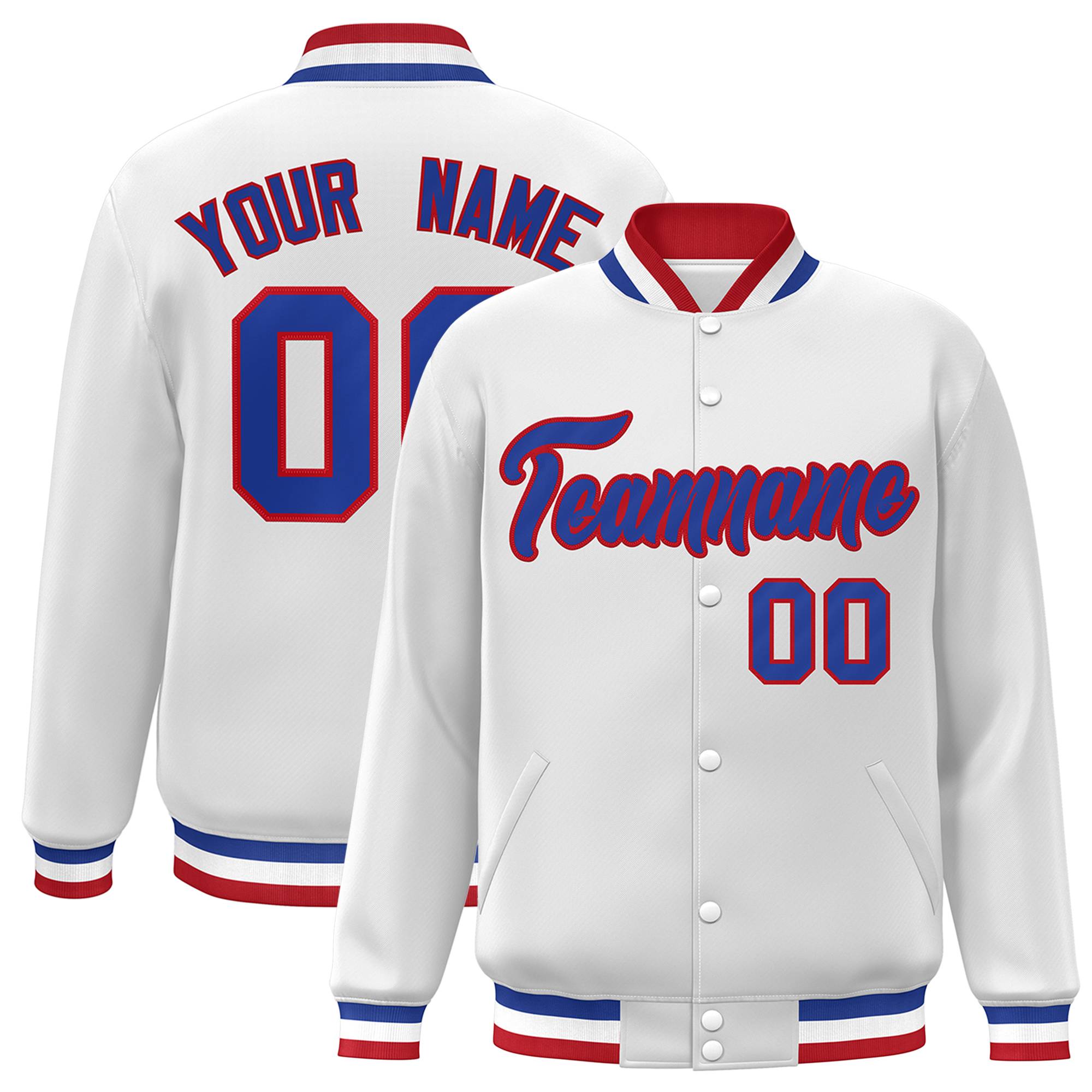 Custom White Black-Gray Classic Style Varsity Full-Snap Letterman Jacket | KXKSHOP