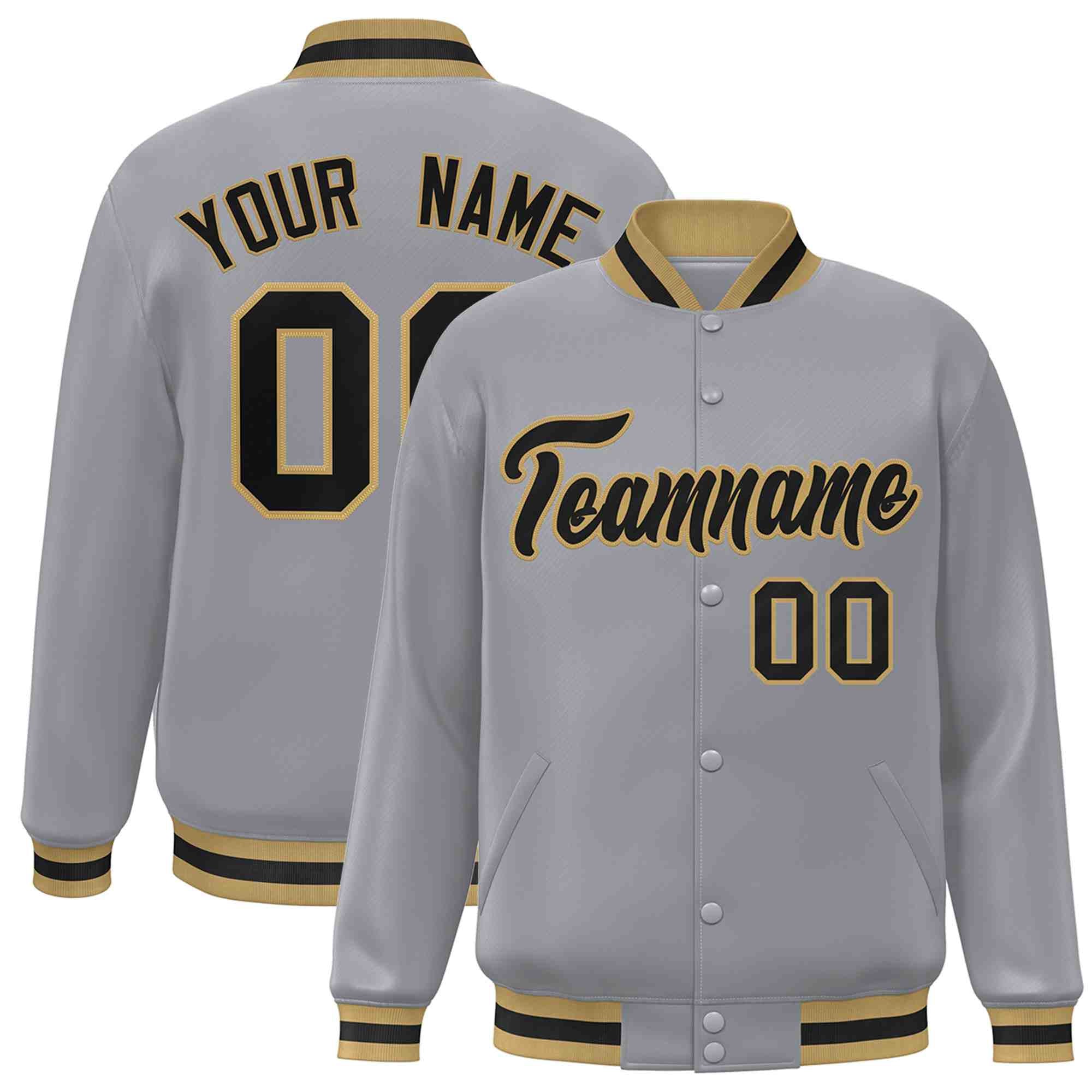 Custom White Black-Gray Classic Style Varsity Full-Snap Letterman Jacket | KXKSHOP