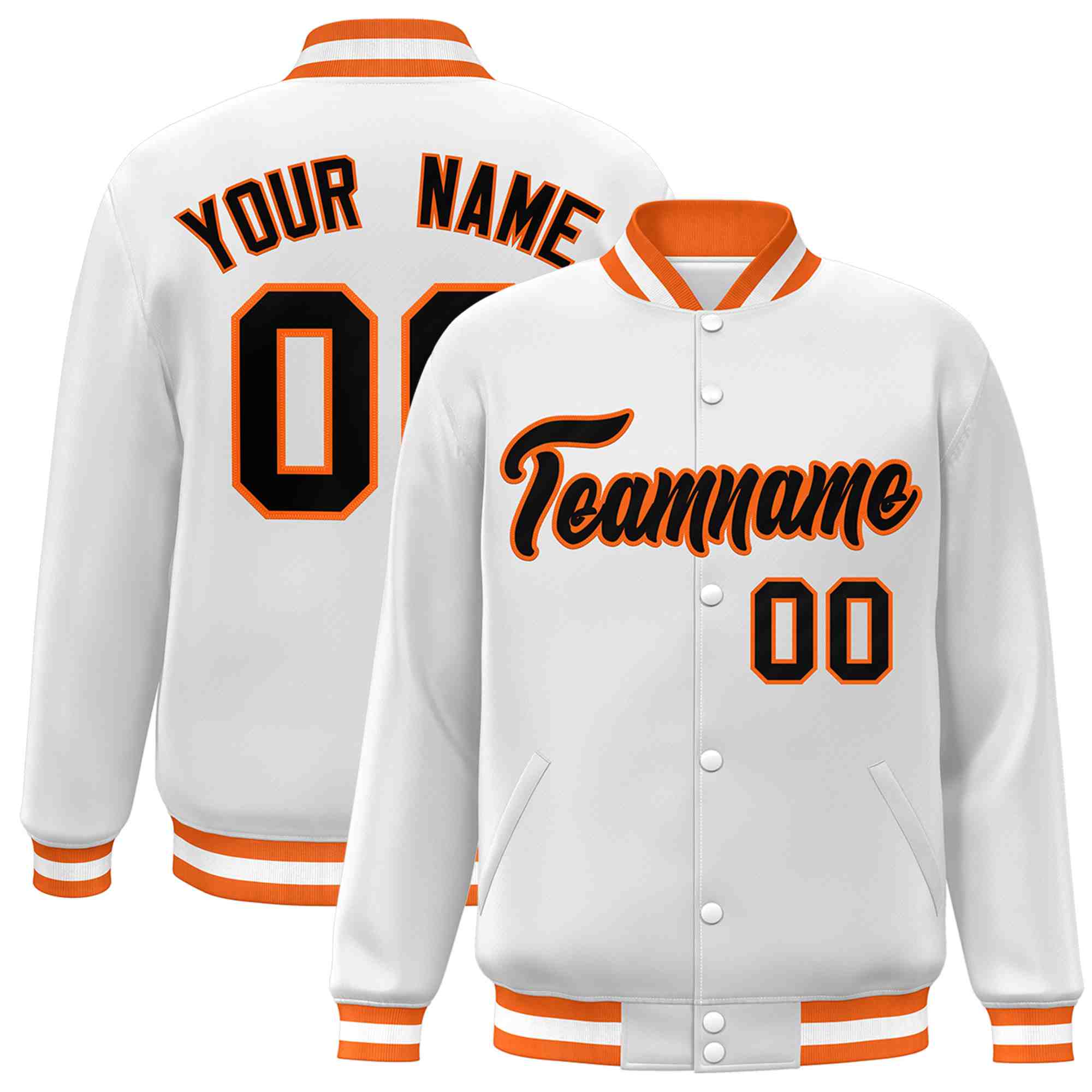 Custom White Black-Gray Classic Style Varsity Full-Snap Letterman Jacket | KXKSHOP