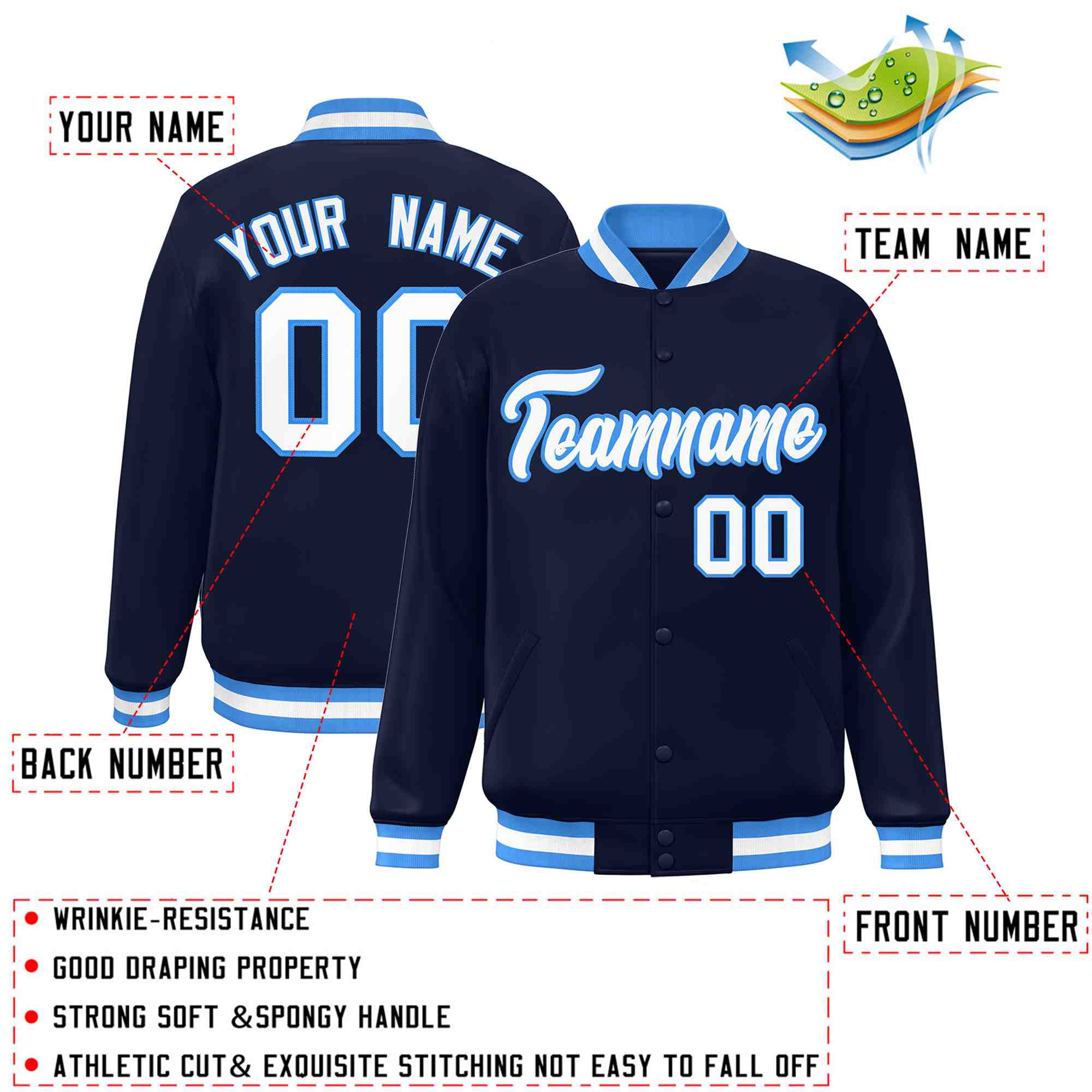 Custom White Black-Gray Classic Style Varsity Full-Snap Letterman Jacket | KXKSHOP