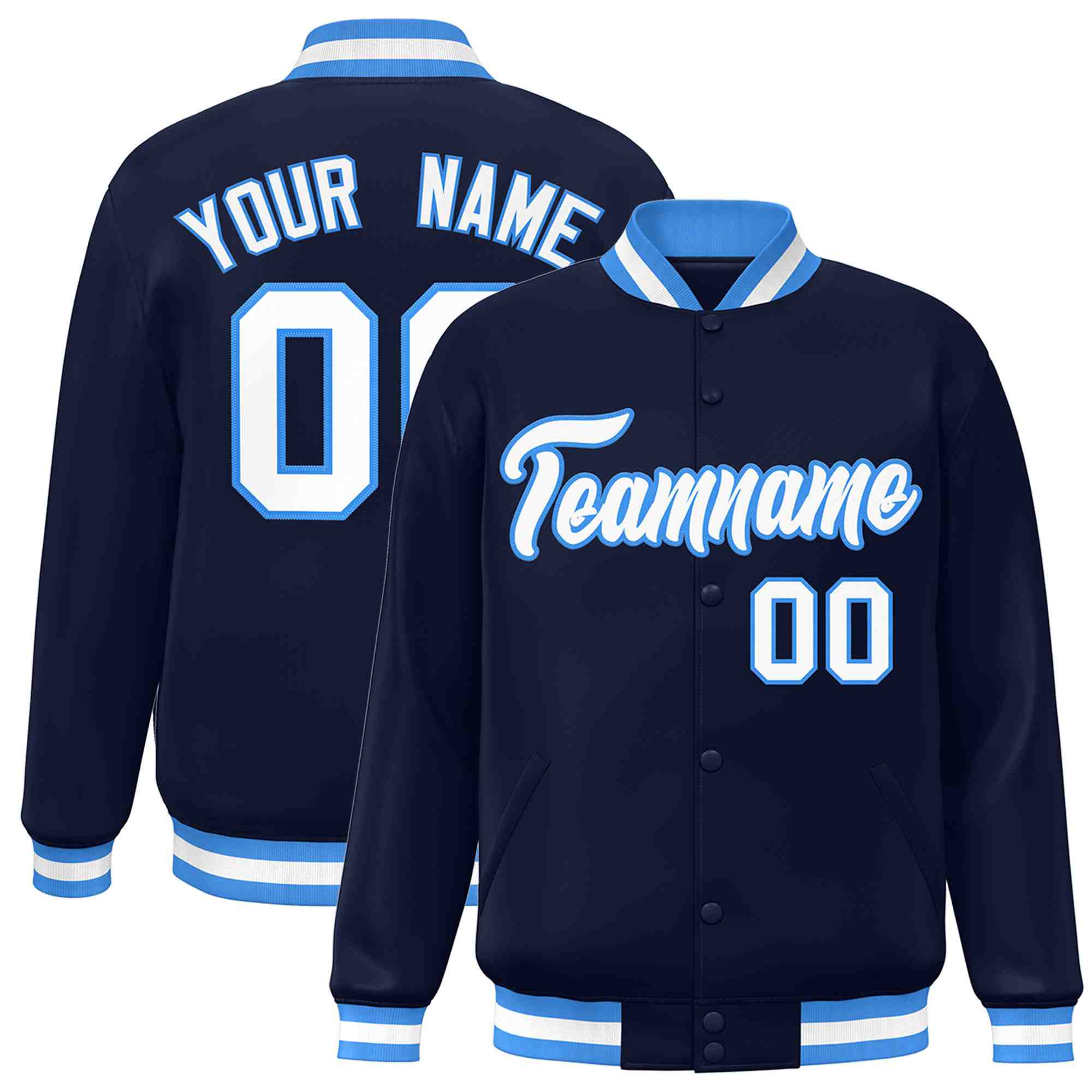 Custom White Black-Gray Classic Style Varsity Full-Snap Letterman Jacket | KXKSHOP