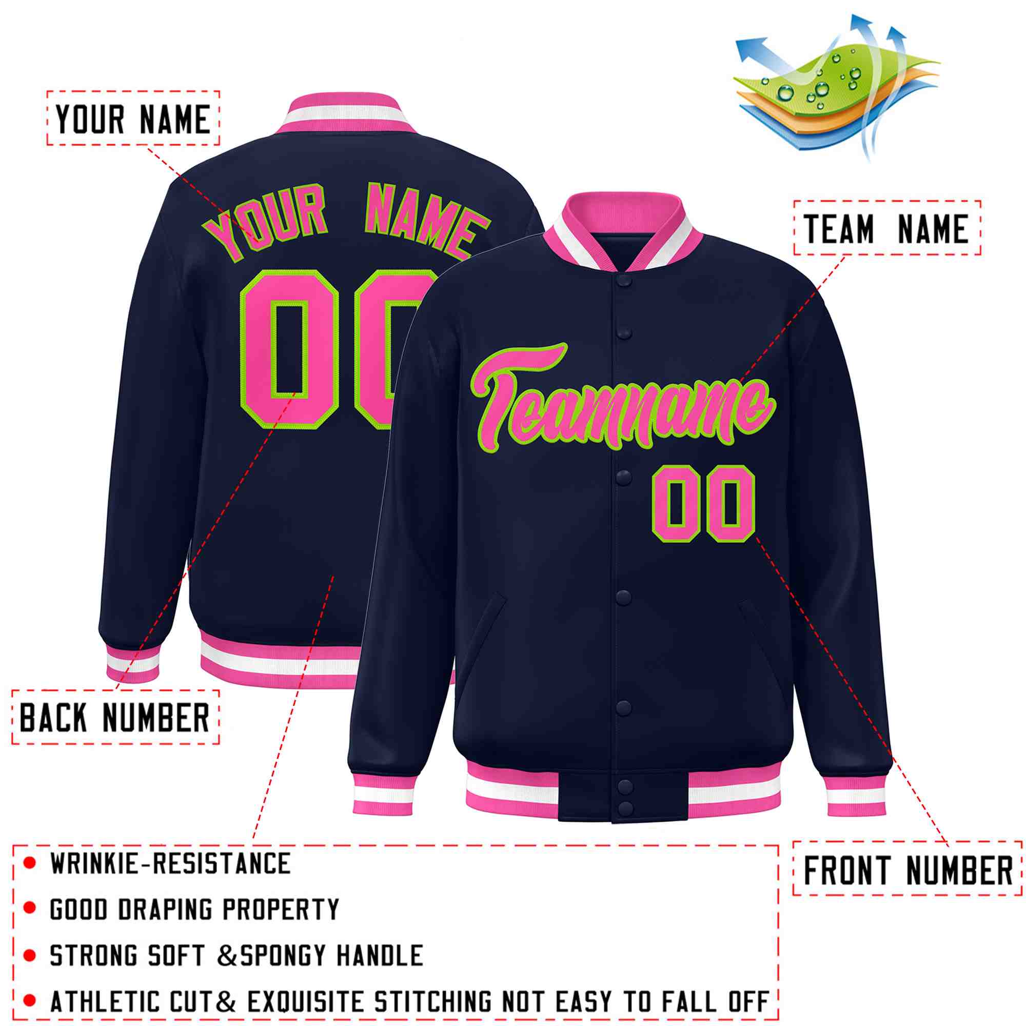 Custom White Black-Gray Classic Style Varsity Full-Snap Letterman Jacket | KXKSHOP