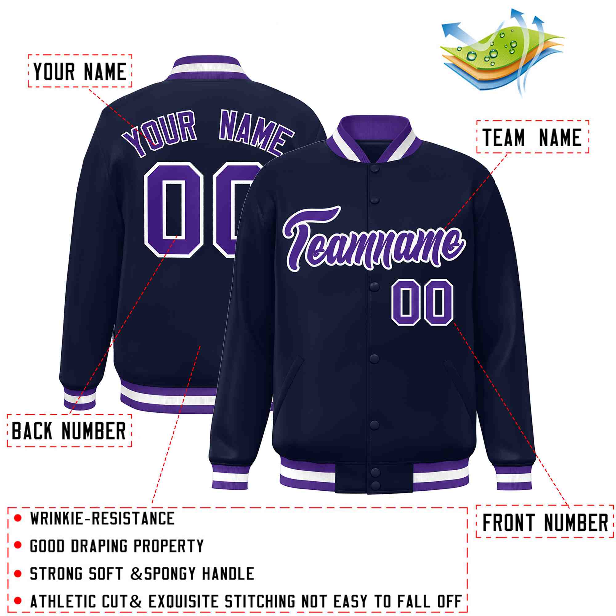 Custom White Black-Gray Classic Style Varsity Full-Snap Letterman Jacket | KXKSHOP