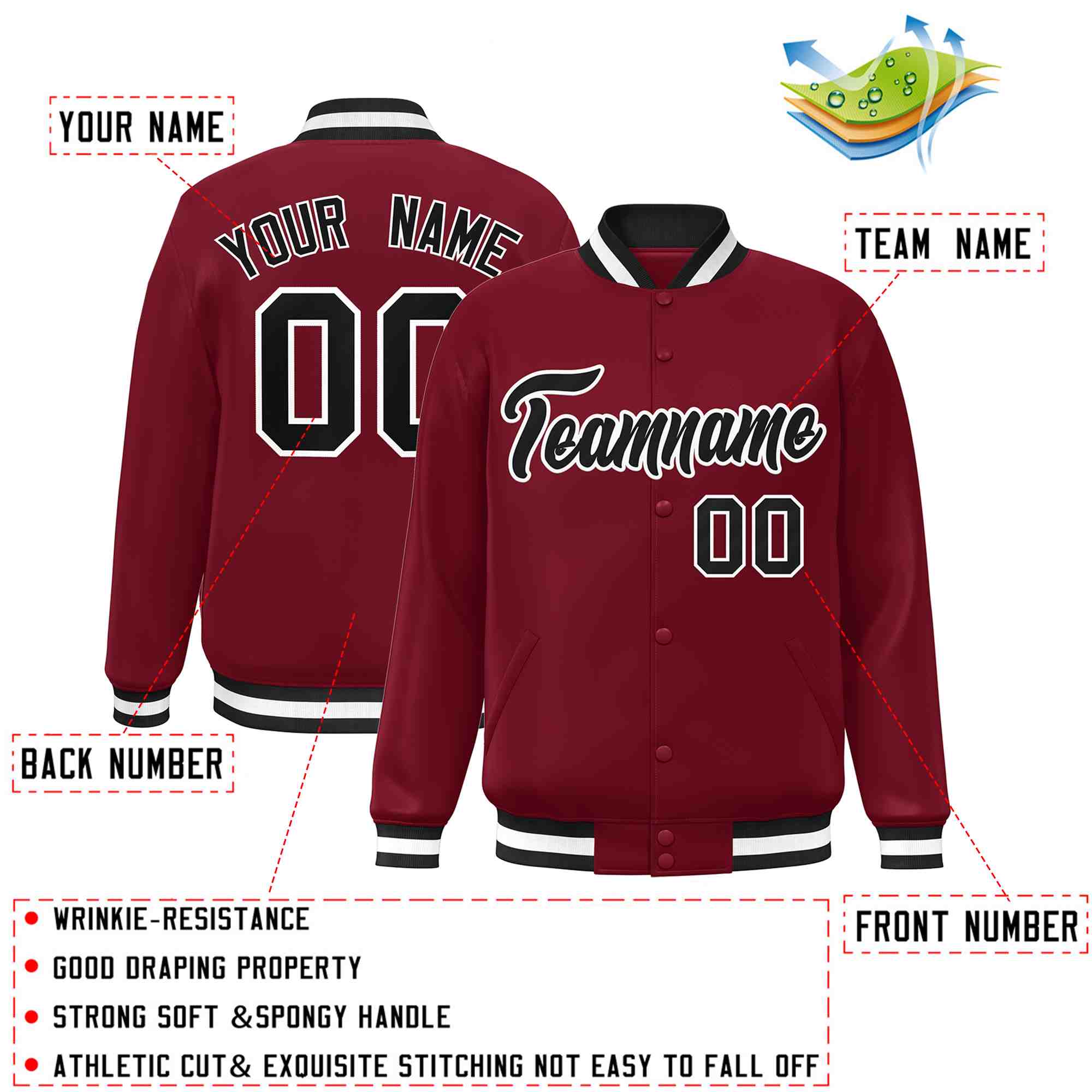 Custom White Black-Gray Classic Style Varsity Full-Snap Letterman Jacket | KXKSHOP