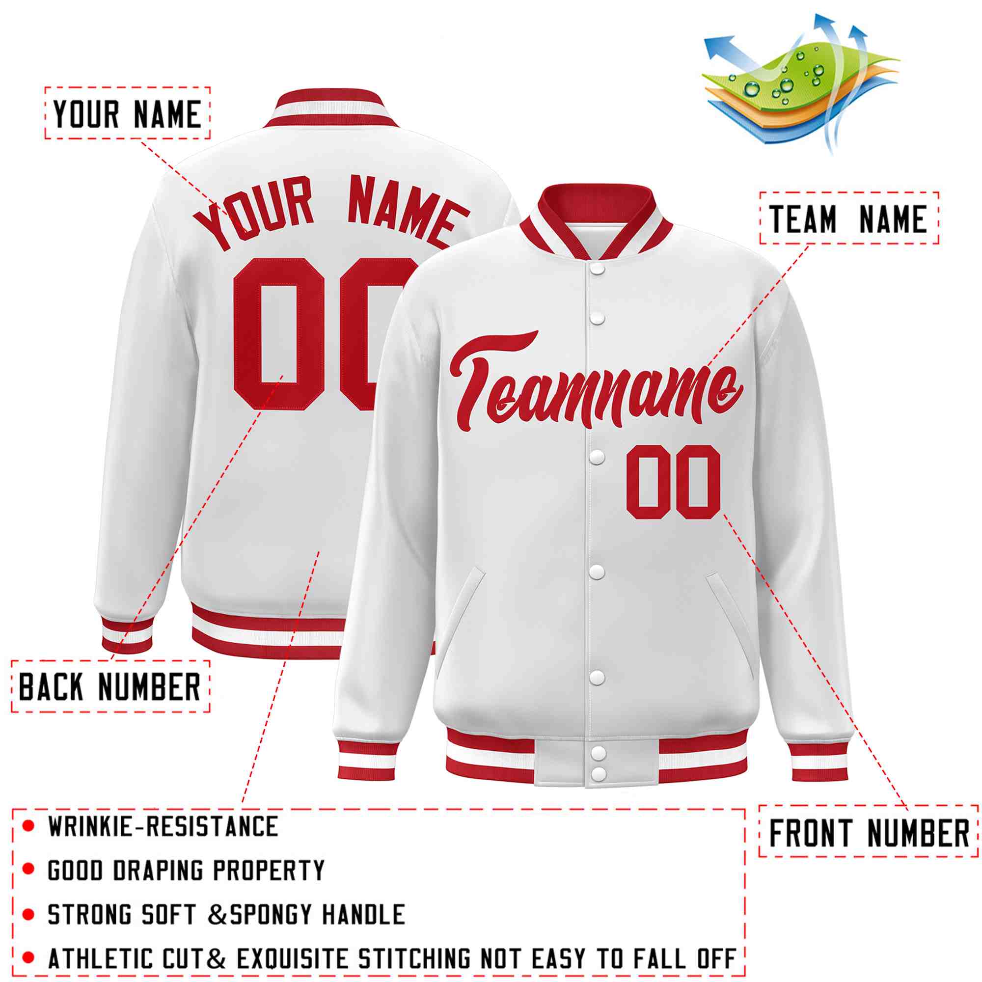 Custom White Black-Gray Classic Style Varsity Full-Snap Letterman Jacket | KXKSHOP