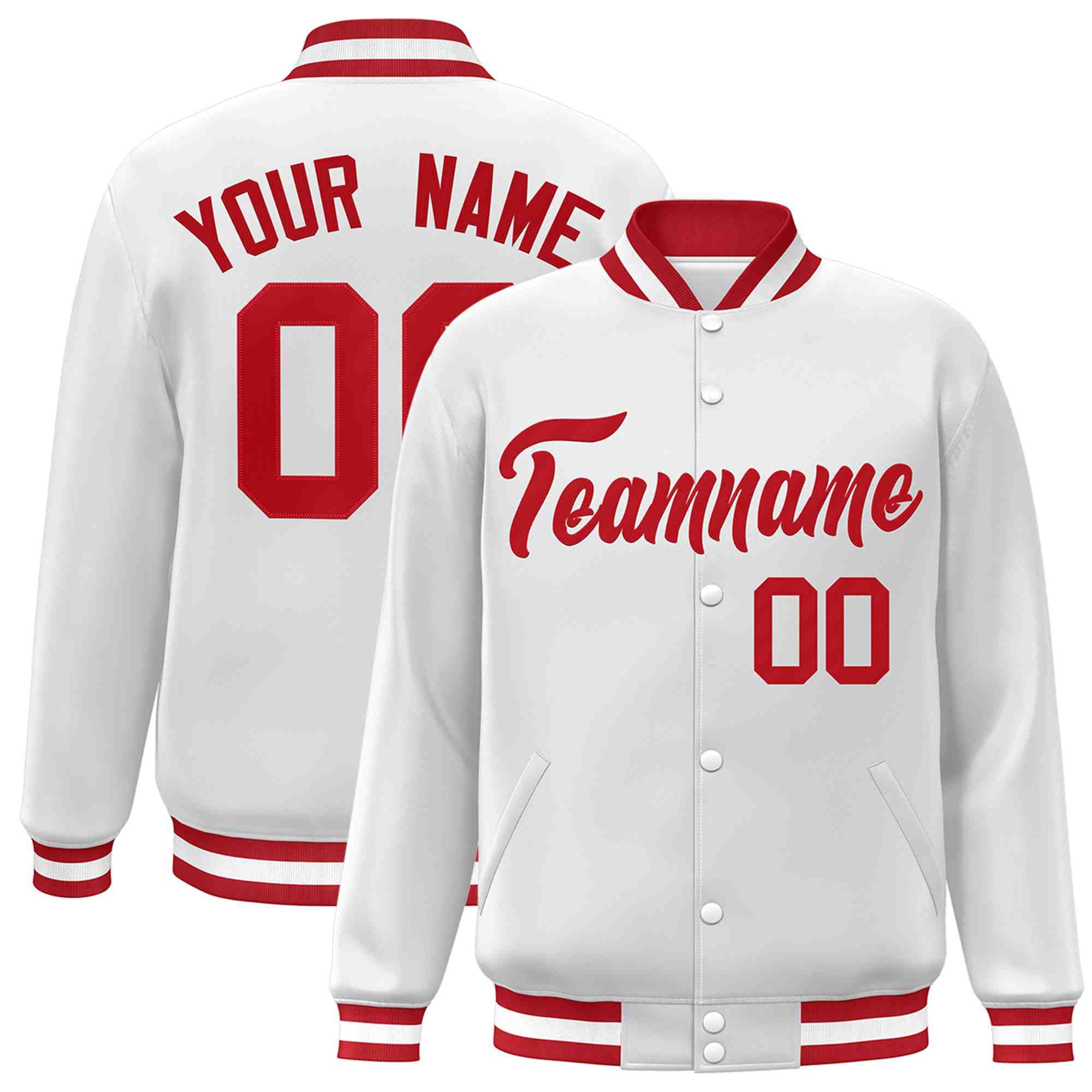 Custom White Black-Gray Classic Style Varsity Full-Snap Letterman Jacket | KXKSHOP