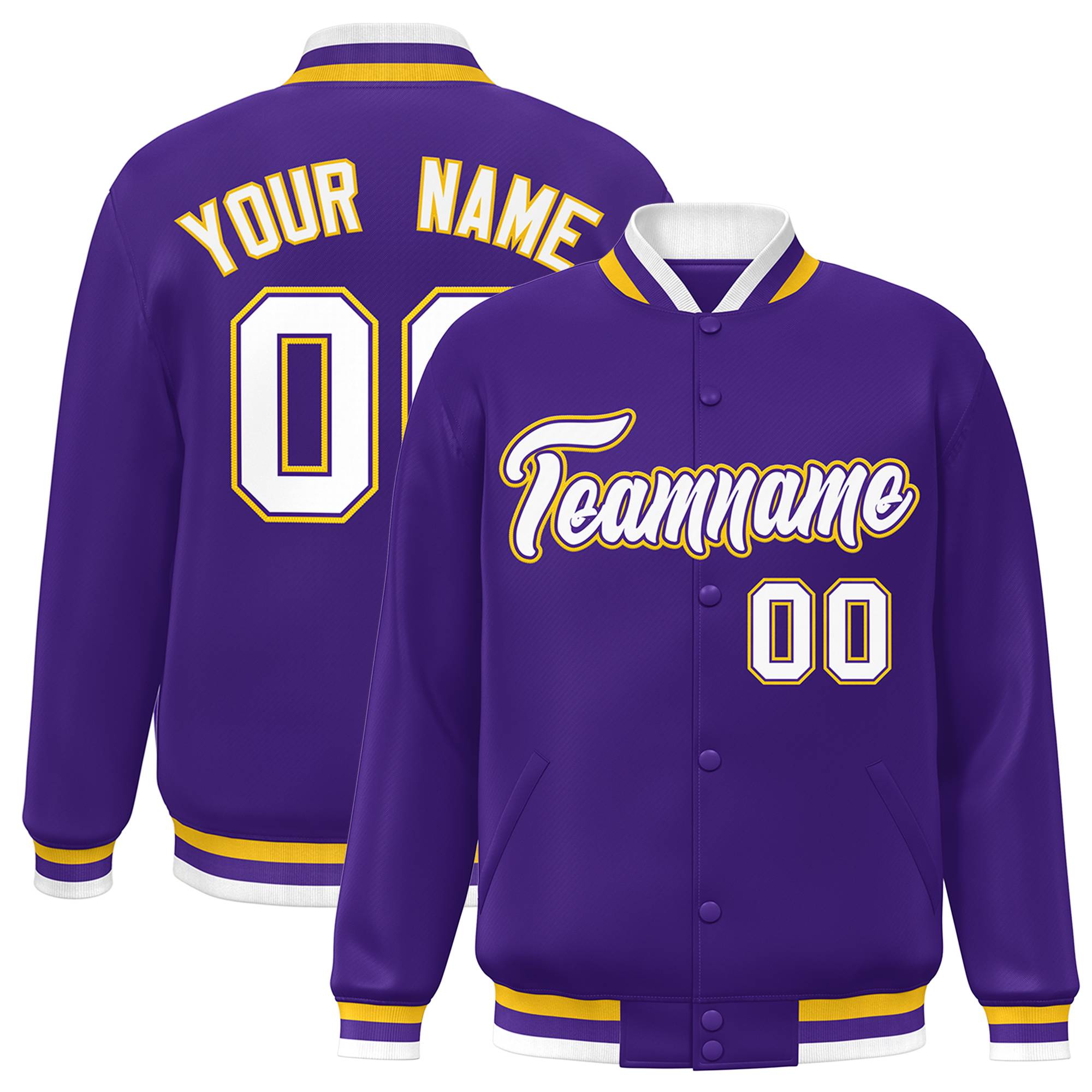 Custom White Black-Gray Classic Style Varsity Full-Snap Letterman Jacket | KXKSHOP