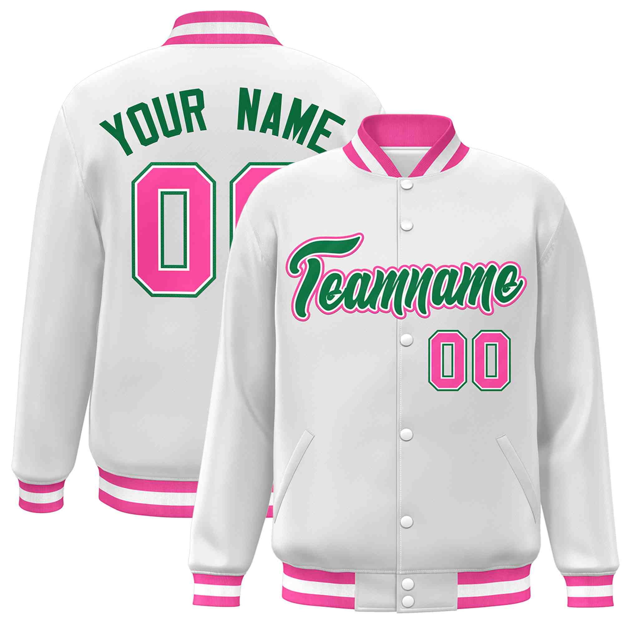 Custom White Black-Gray Classic Style Varsity Full-Snap Letterman Jacket | KXKSHOP