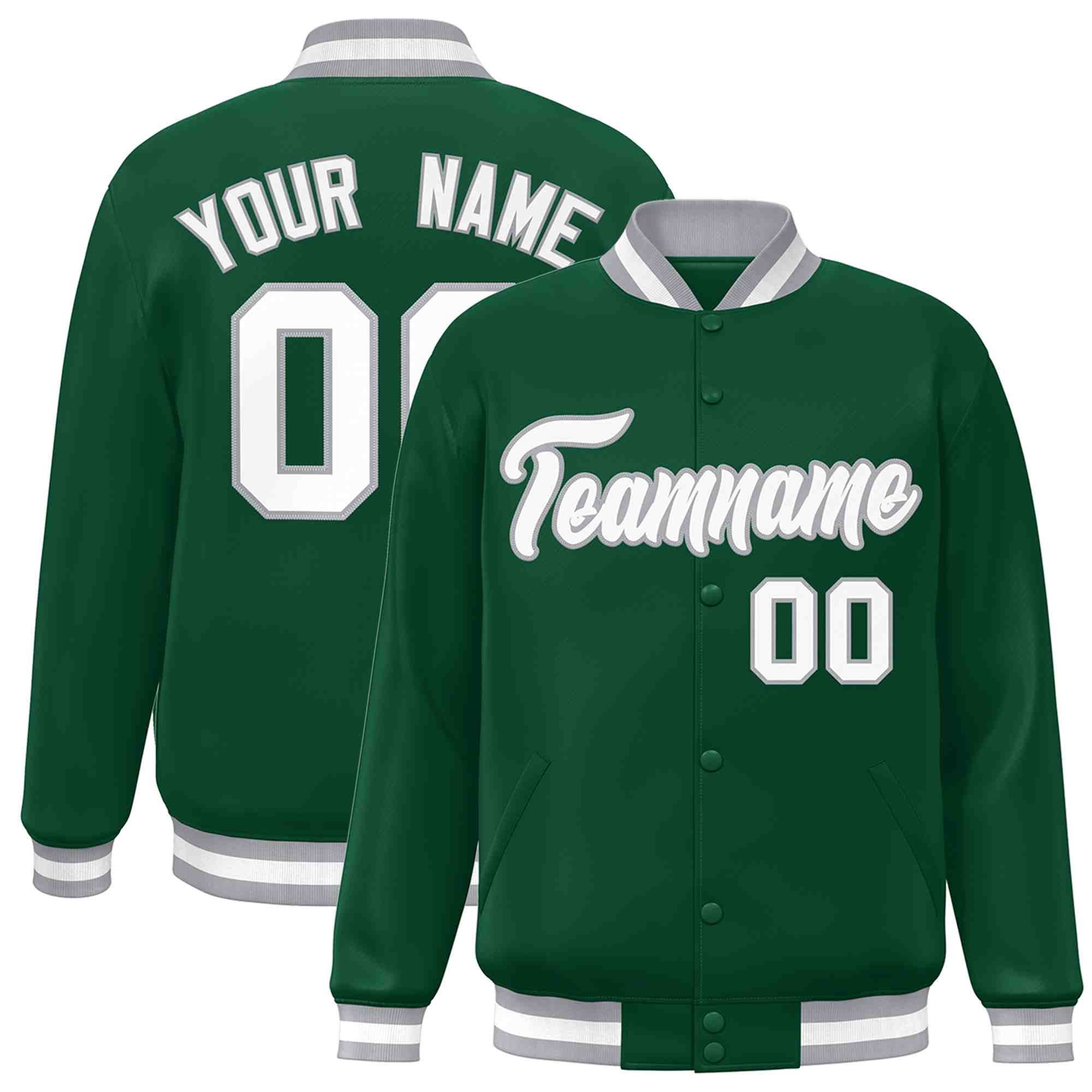 Custom White Black-Gray Classic Style Varsity Full-Snap Letterman Jacket | KXKSHOP