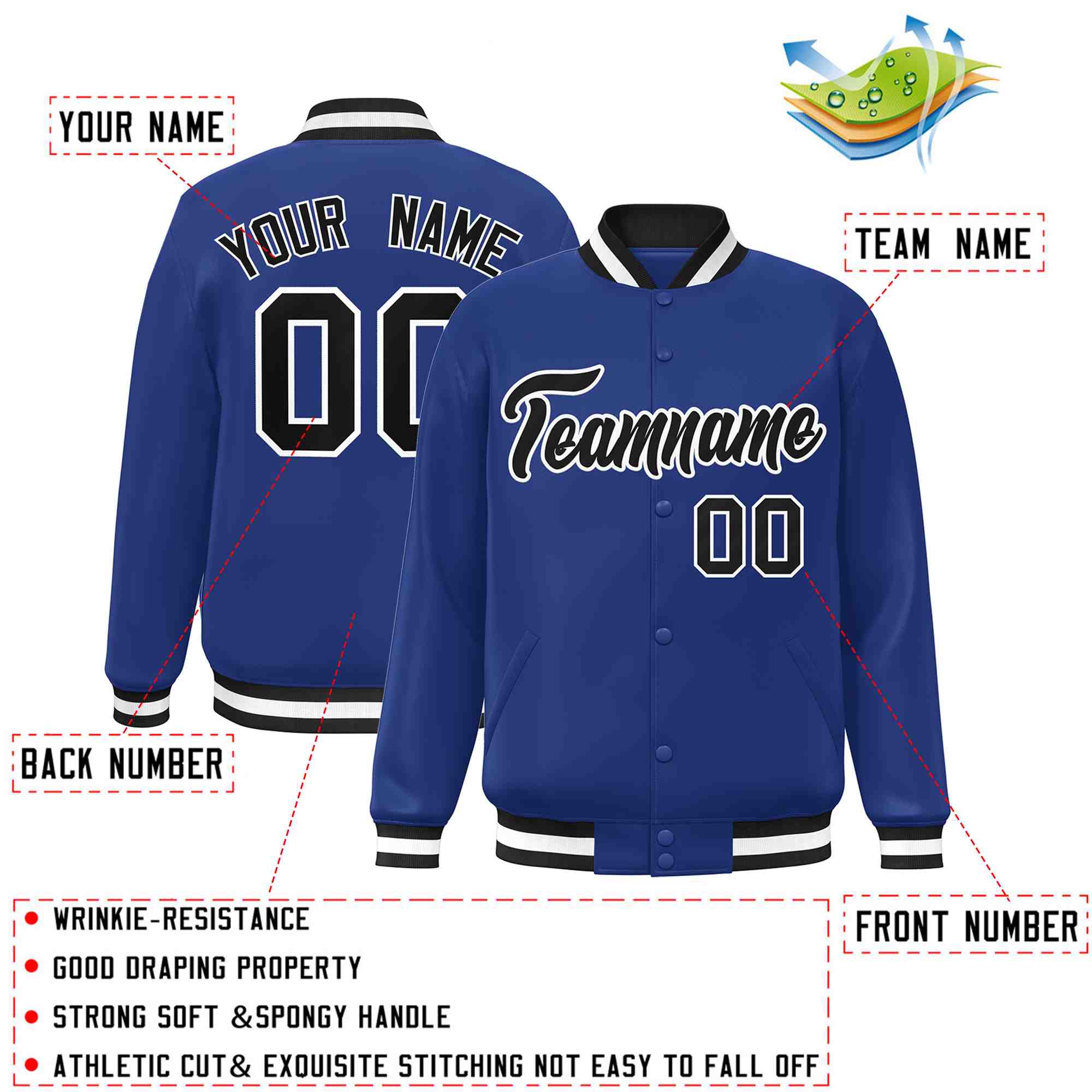 Custom White Black-Gray Classic Style Varsity Full-Snap Letterman Jacket | KXKSHOP