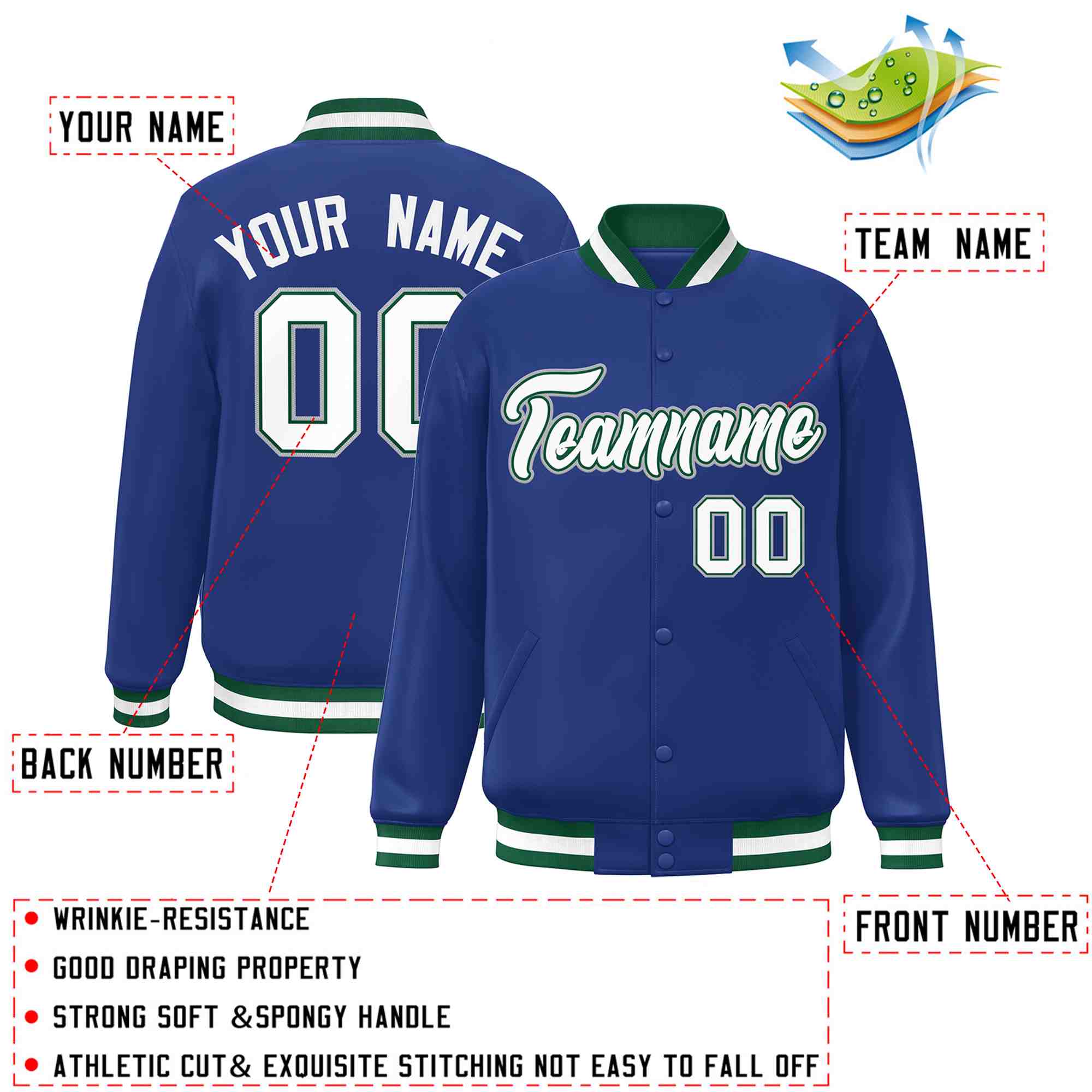Custom White Black-Gray Classic Style Varsity Full-Snap Letterman Jacket | KXKSHOP