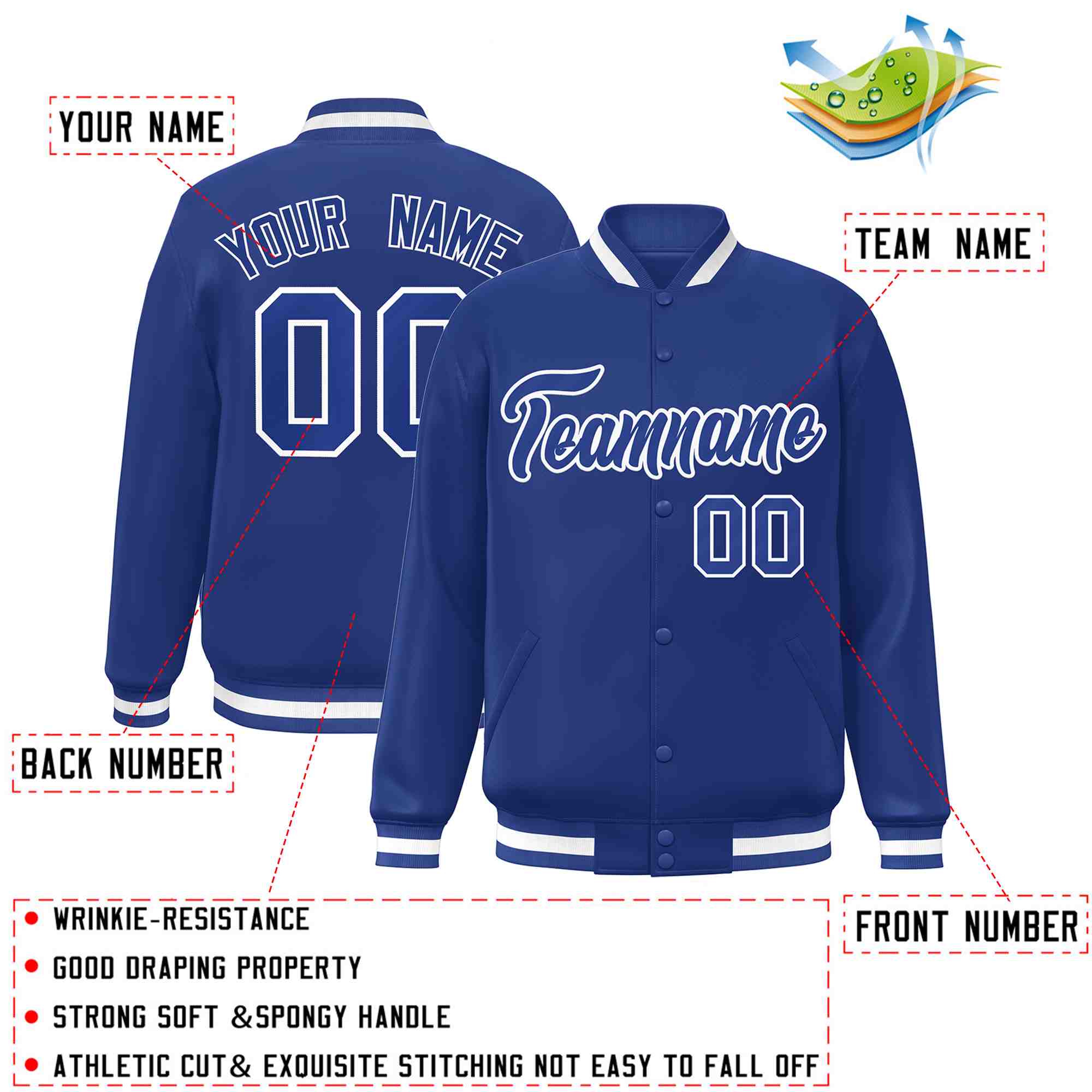 Custom White Black-Gray Classic Style Varsity Full-Snap Letterman Jacket | KXKSHOP