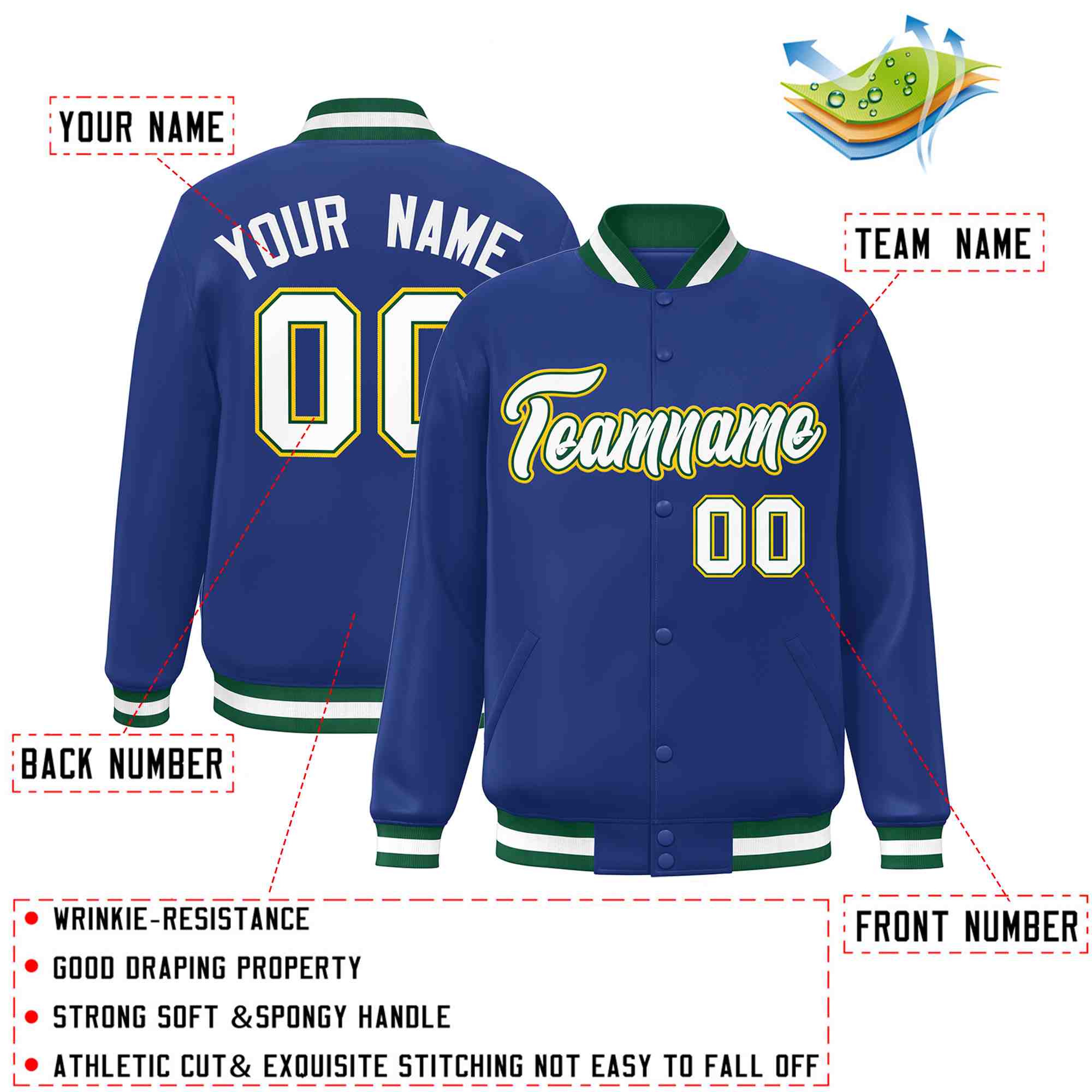 Custom White Black-Gray Classic Style Varsity Full-Snap Letterman Jacket | KXKSHOP