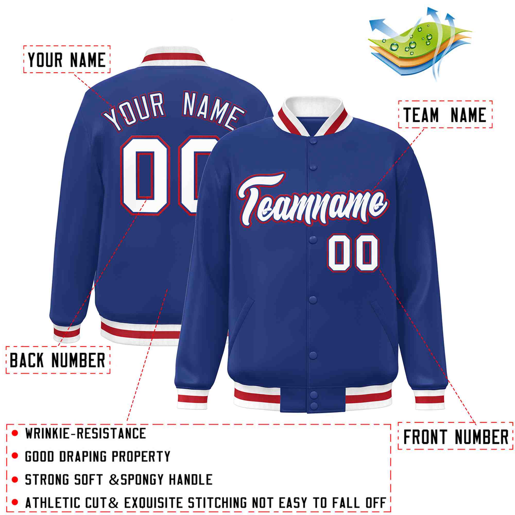 Custom White Black-Gray Classic Style Varsity Full-Snap Letterman Jacket | KXKSHOP