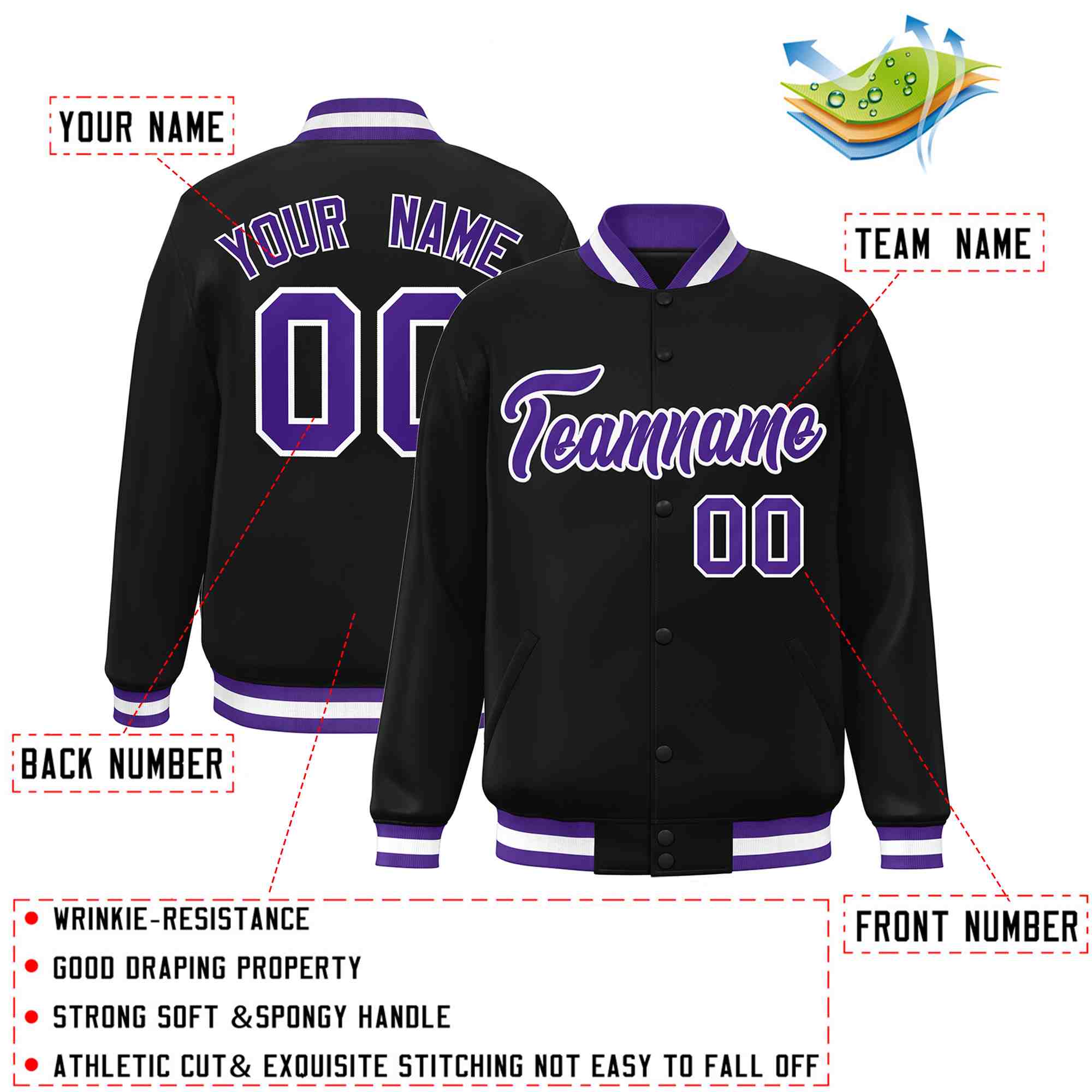 Custom White Black-Gray Classic Style Varsity Full-Snap Letterman Jacket | KXKSHOP