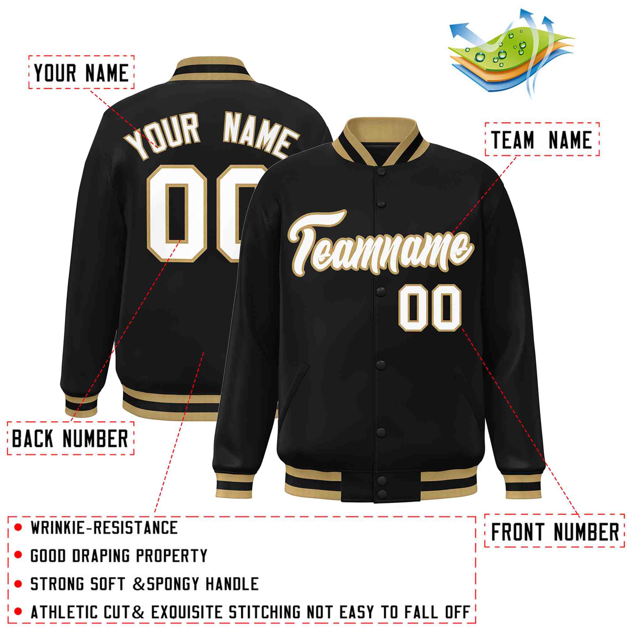Custom White Black-Gray Classic Style Varsity Full-Snap Letterman Jacket | KXKSHOP