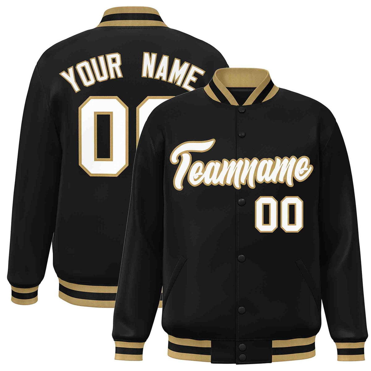 Custom White Black-Gray Classic Style Varsity Full-Snap Letterman Jacket | KXKSHOP