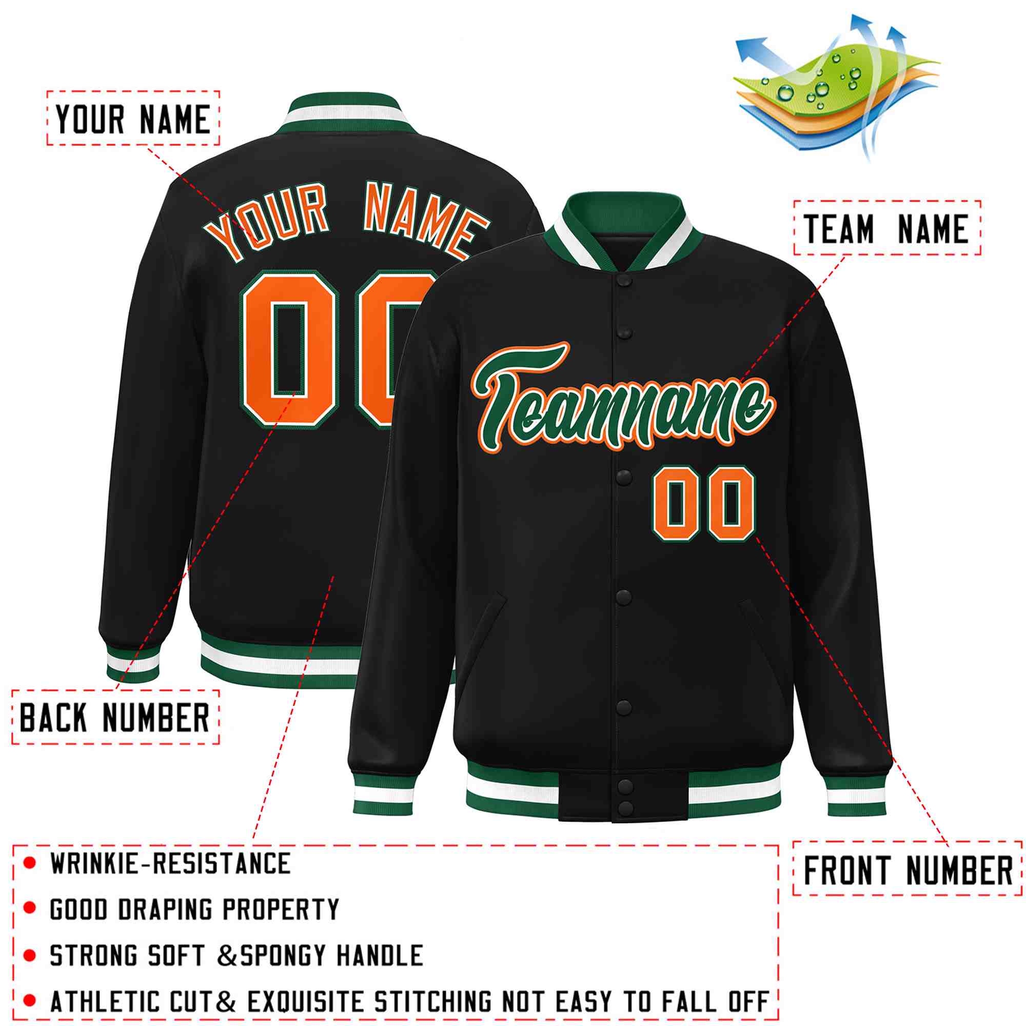 Custom White Black-Gray Classic Style Varsity Full-Snap Letterman Jacket | KXKSHOP