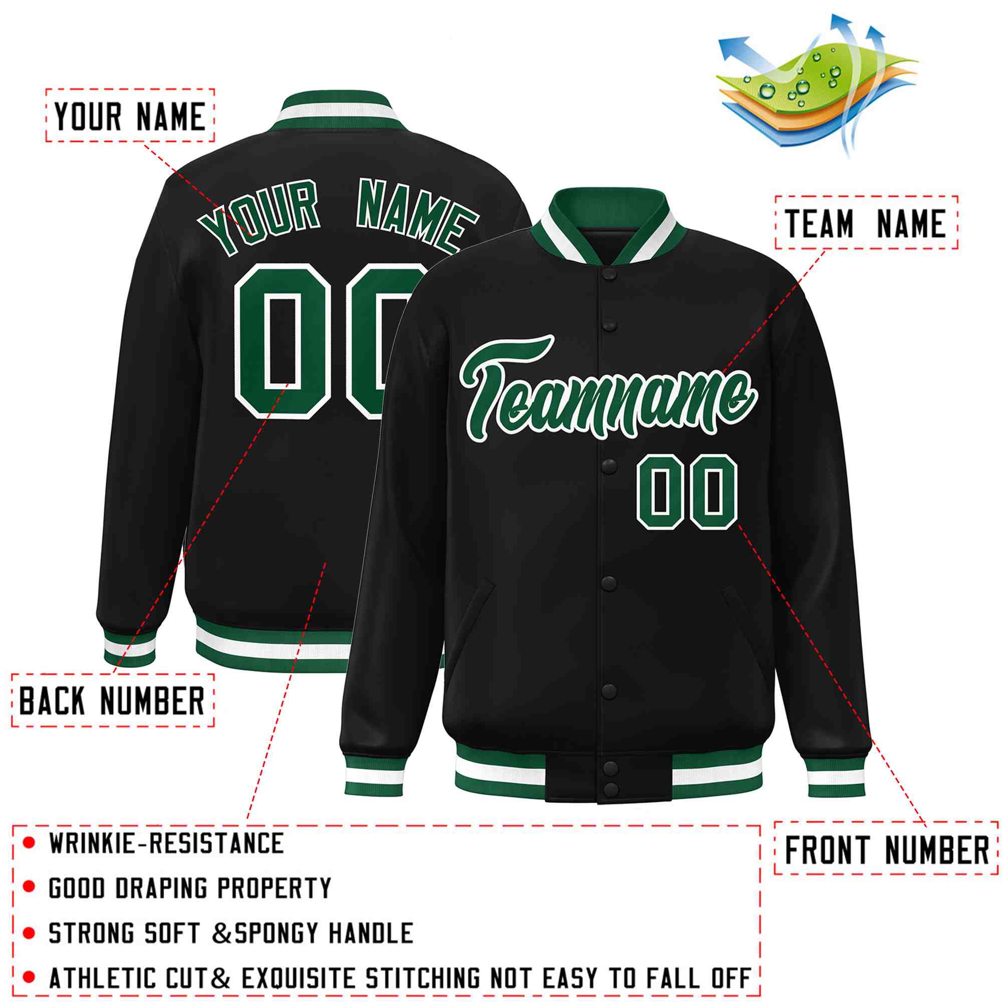 Custom White Black-Gray Classic Style Varsity Full-Snap Letterman Jacket | KXKSHOP