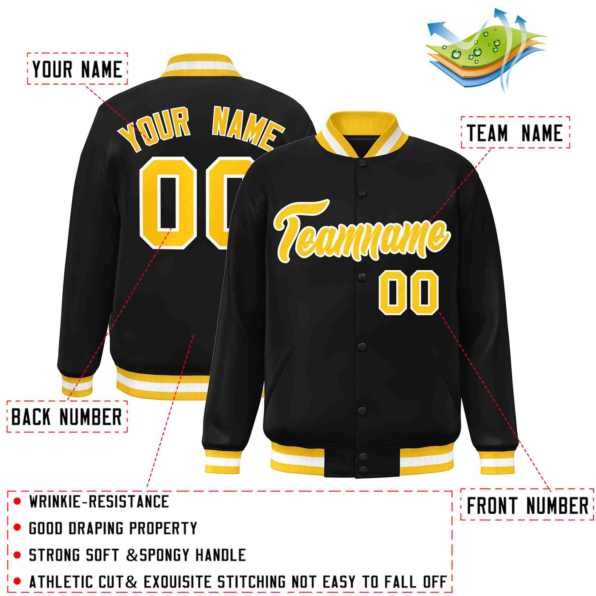 Custom White Black-Gray Classic Style Varsity Full-Snap Letterman Jacket | KXKSHOP