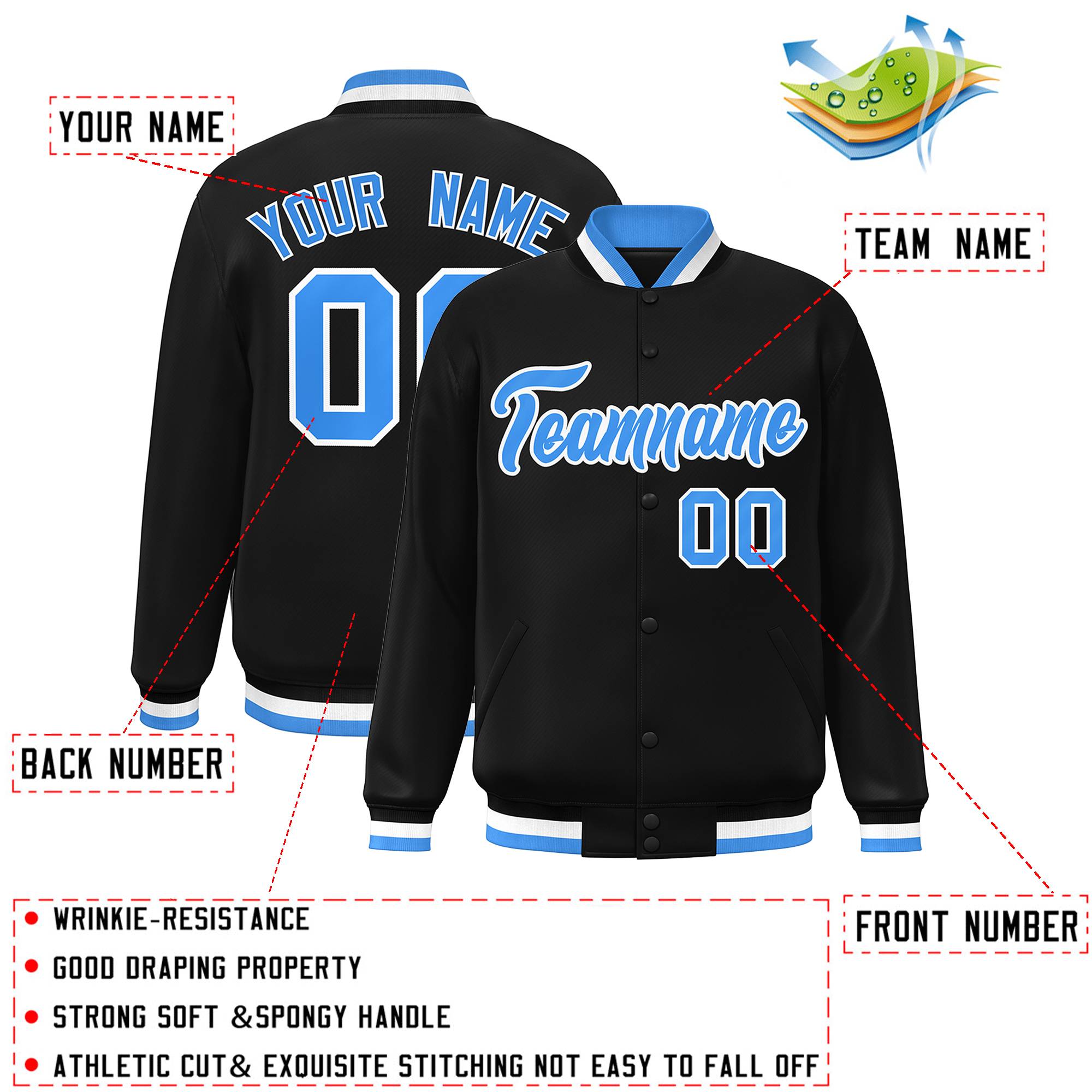 Custom White Black-Gray Classic Style Varsity Full-Snap Letterman Jacket | KXKSHOP