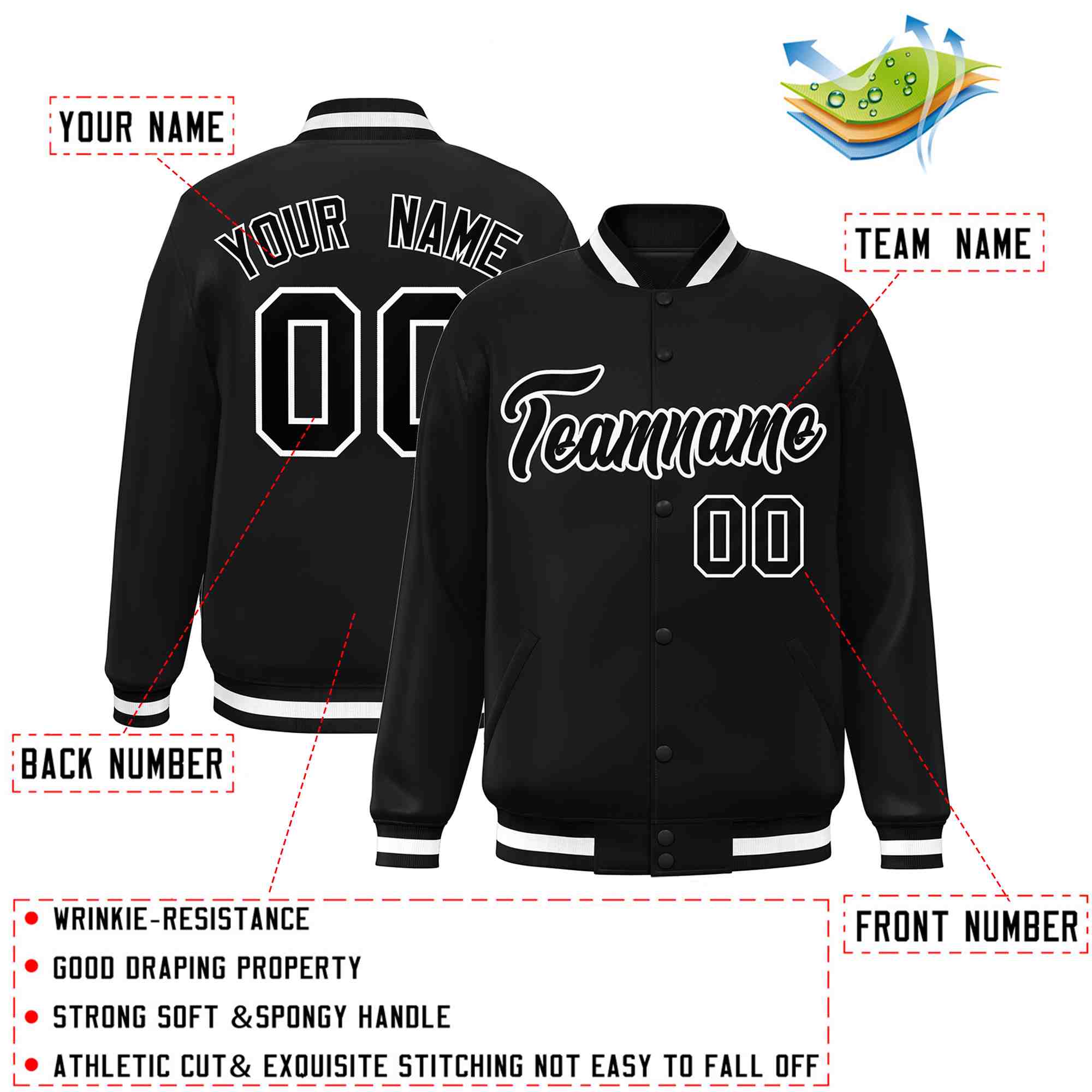 Custom White Black-Gray Classic Style Varsity Full-Snap Letterman Jacket | KXKSHOP