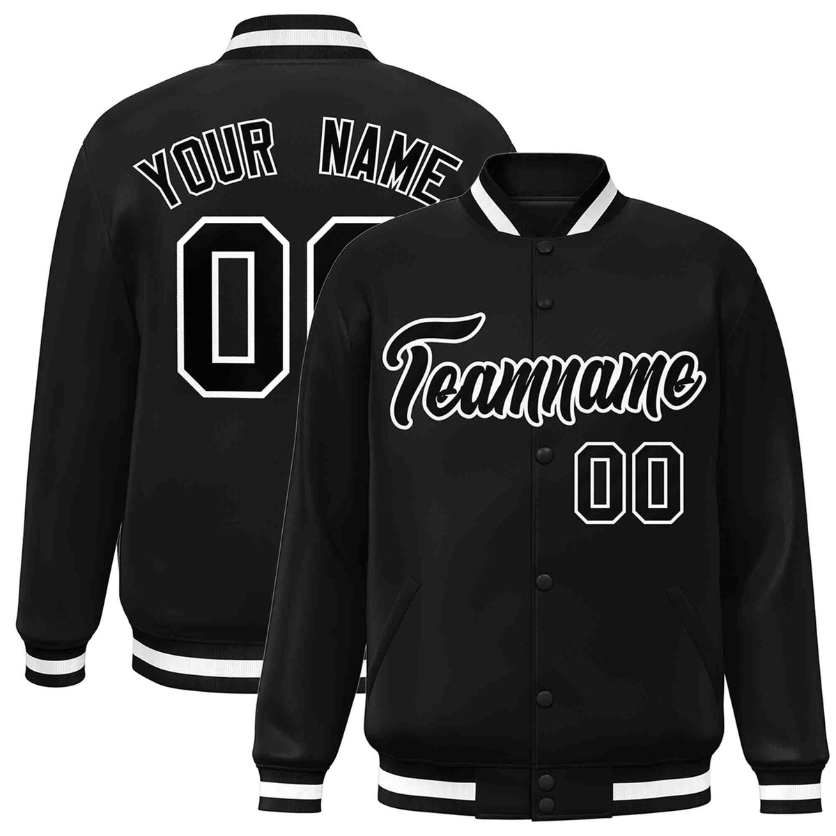 Custom White Black-Gray Classic Style Varsity Full-Snap Letterman Jacket | KXKSHOP