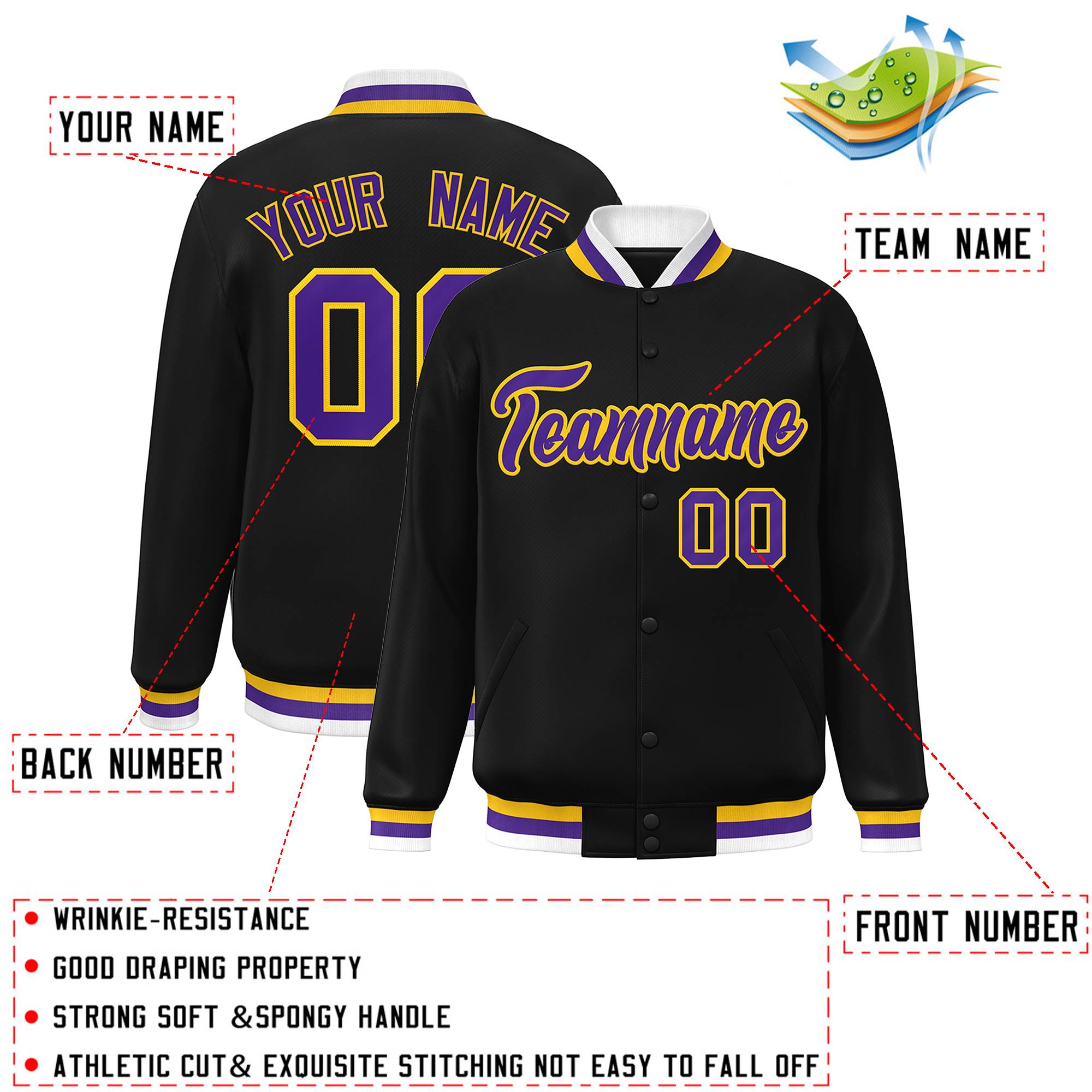 Custom White Black-Gray Classic Style Varsity Full-Snap Letterman Jacket | KXKSHOP