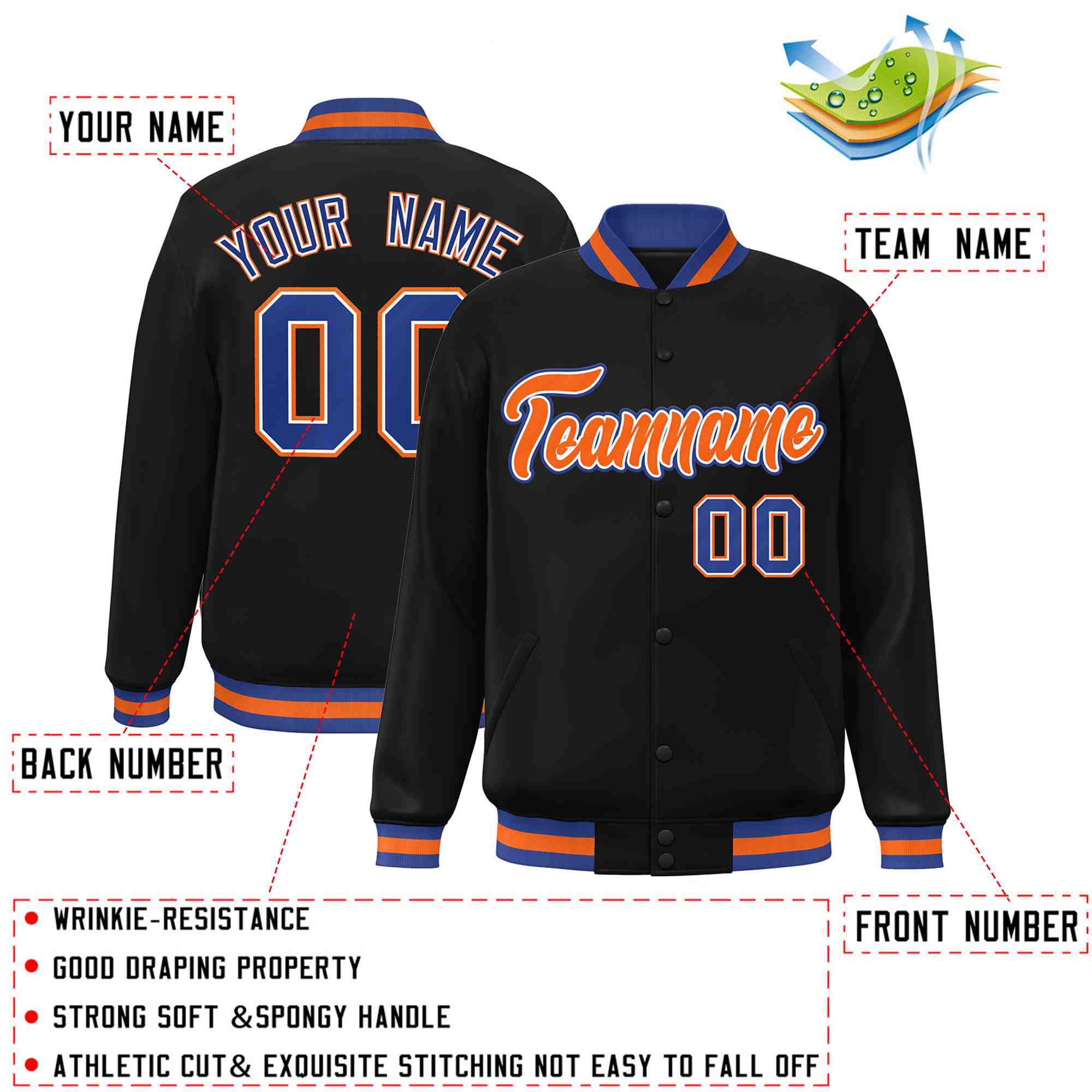 Custom White Black-Gray Classic Style Varsity Full-Snap Letterman Jacket | KXKSHOP