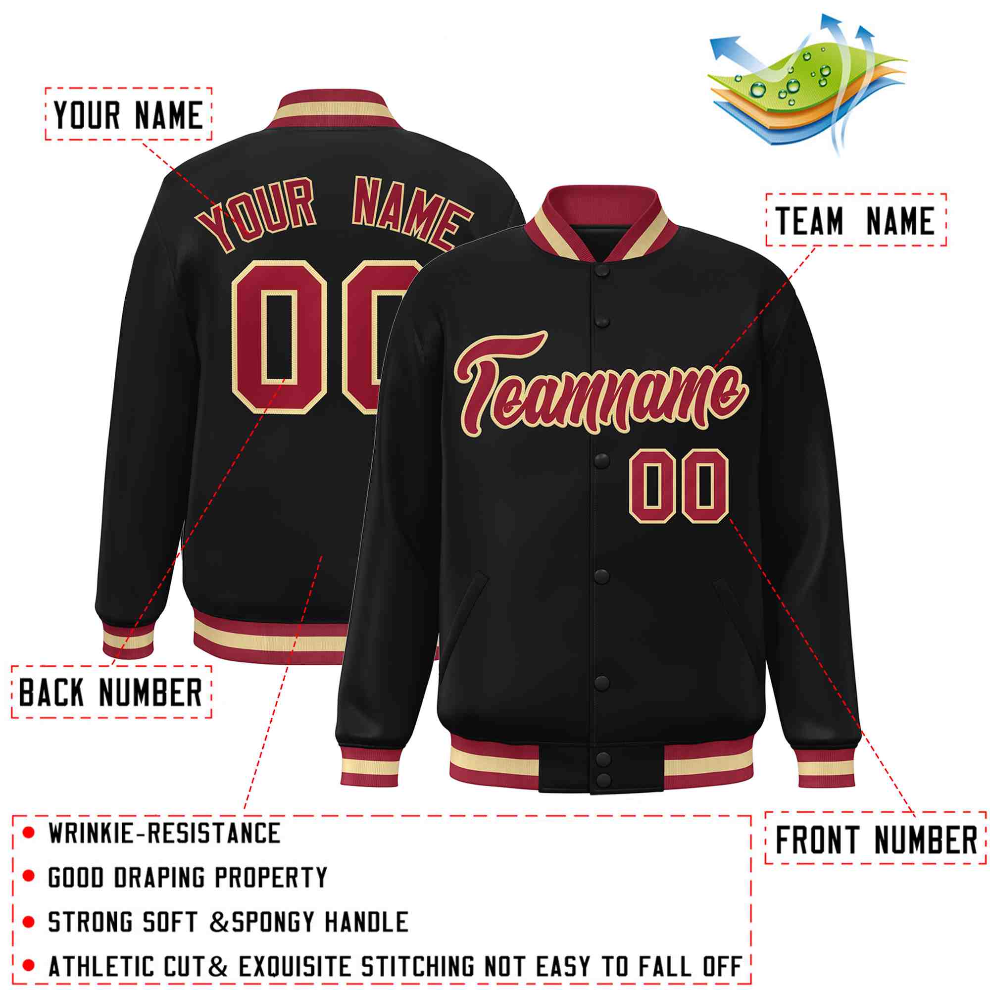 Custom White Black-Gray Classic Style Varsity Full-Snap Letterman Jacket | KXKSHOP