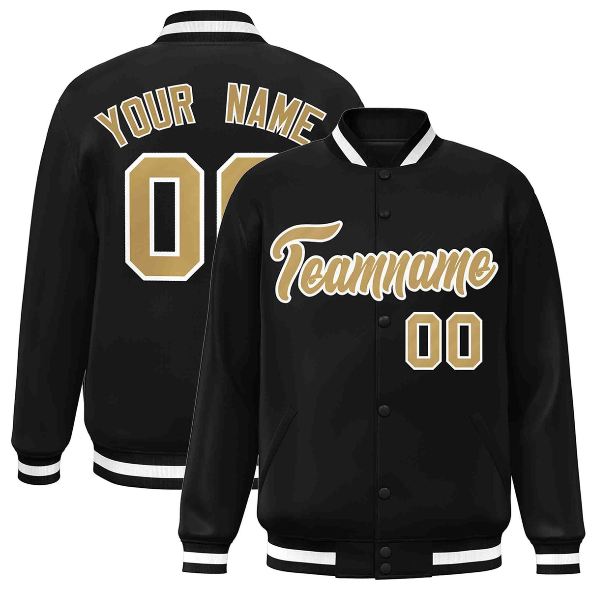 Custom White Black-Gray Classic Style Varsity Full-Snap Letterman Jacket | KXKSHOP