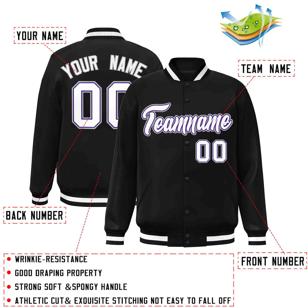 Custom White Black-Gray Classic Style Varsity Full-Snap Letterman Jacket | KXKSHOP