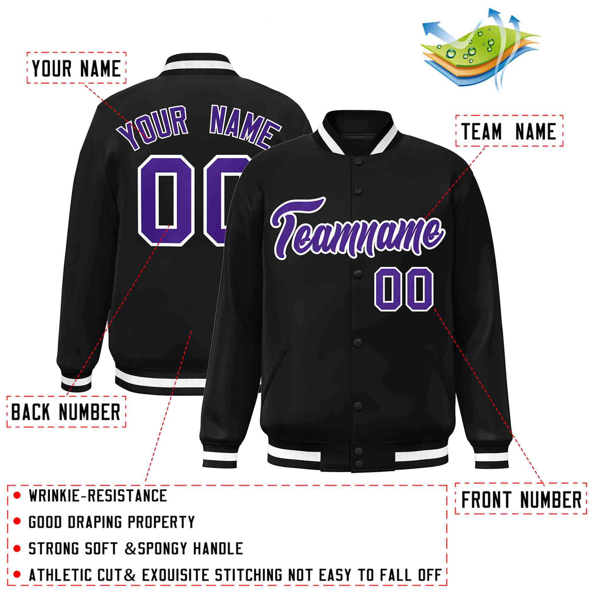 Custom White Black-Gray Classic Style Varsity Full-Snap Letterman Jacket | KXKSHOP