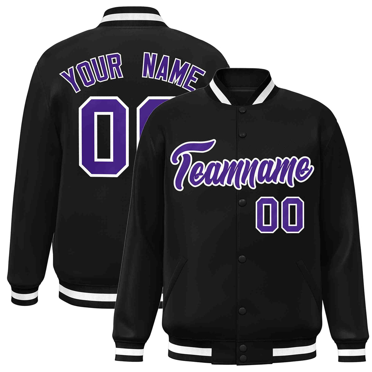 Custom White Black-Gray Classic Style Varsity Full-Snap Letterman Jacket | KXKSHOP