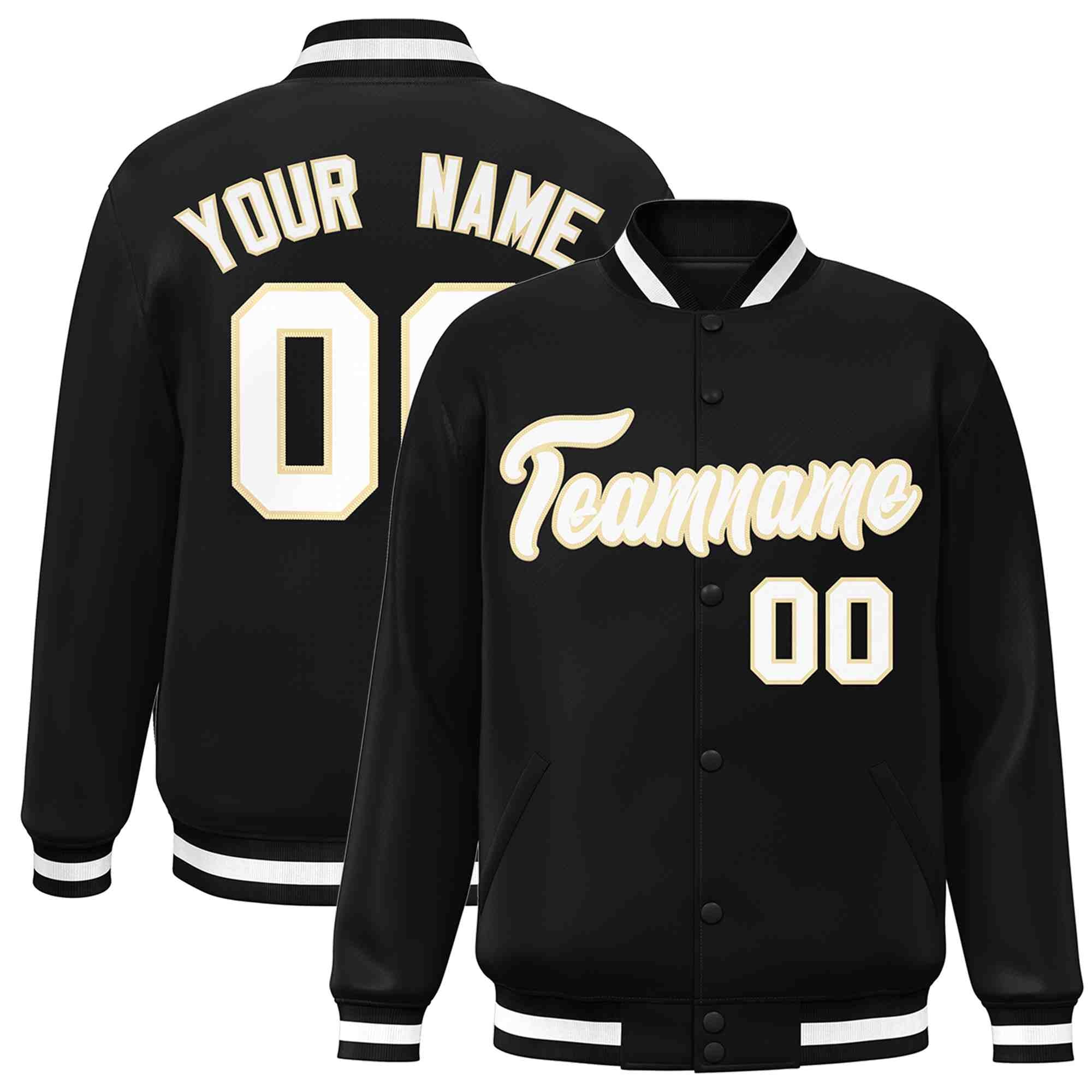 Custom White Black-Gray Classic Style Varsity Full-Snap Letterman Jacket | KXKSHOP