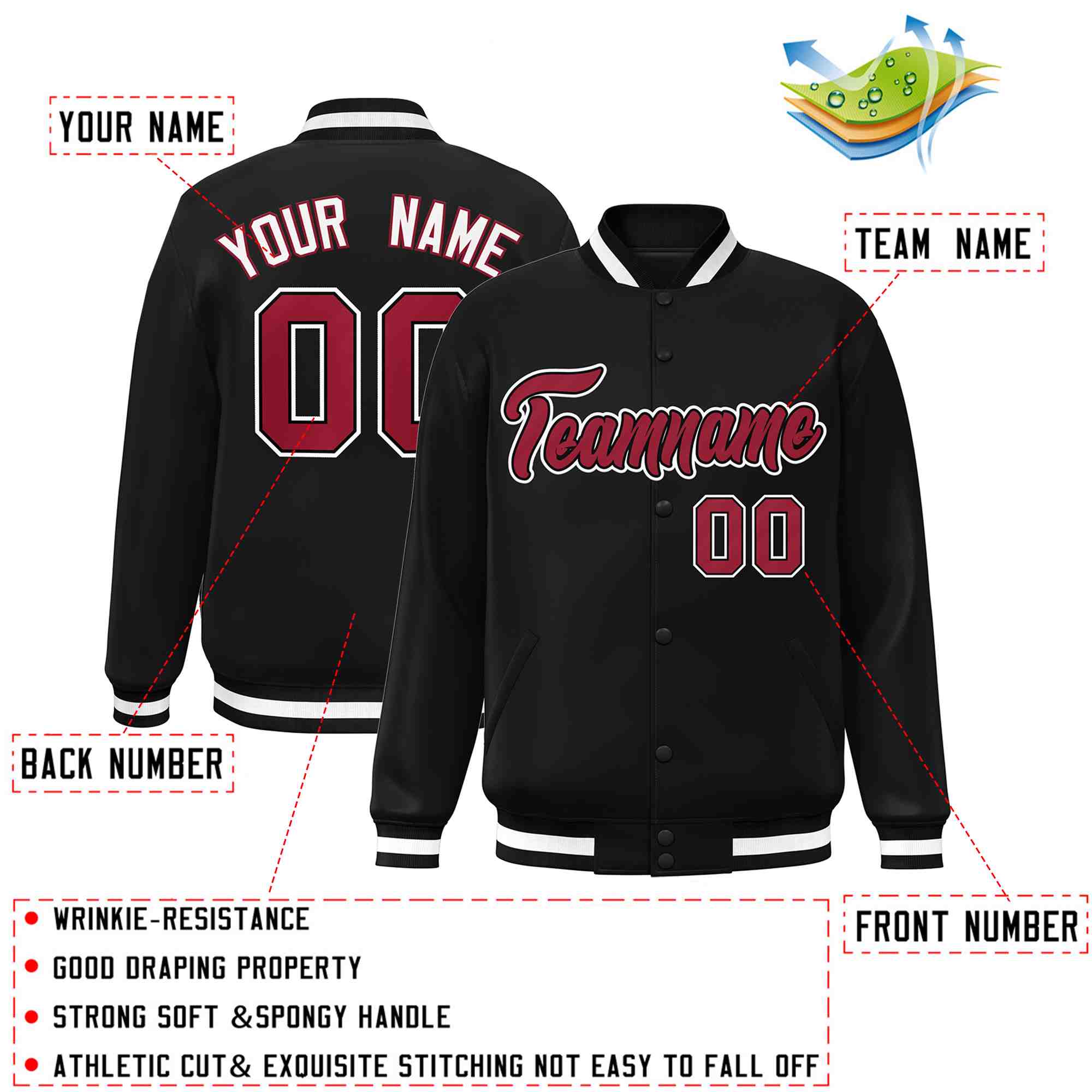 Custom White Black-Gray Classic Style Varsity Full-Snap Letterman Jacket | KXKSHOP