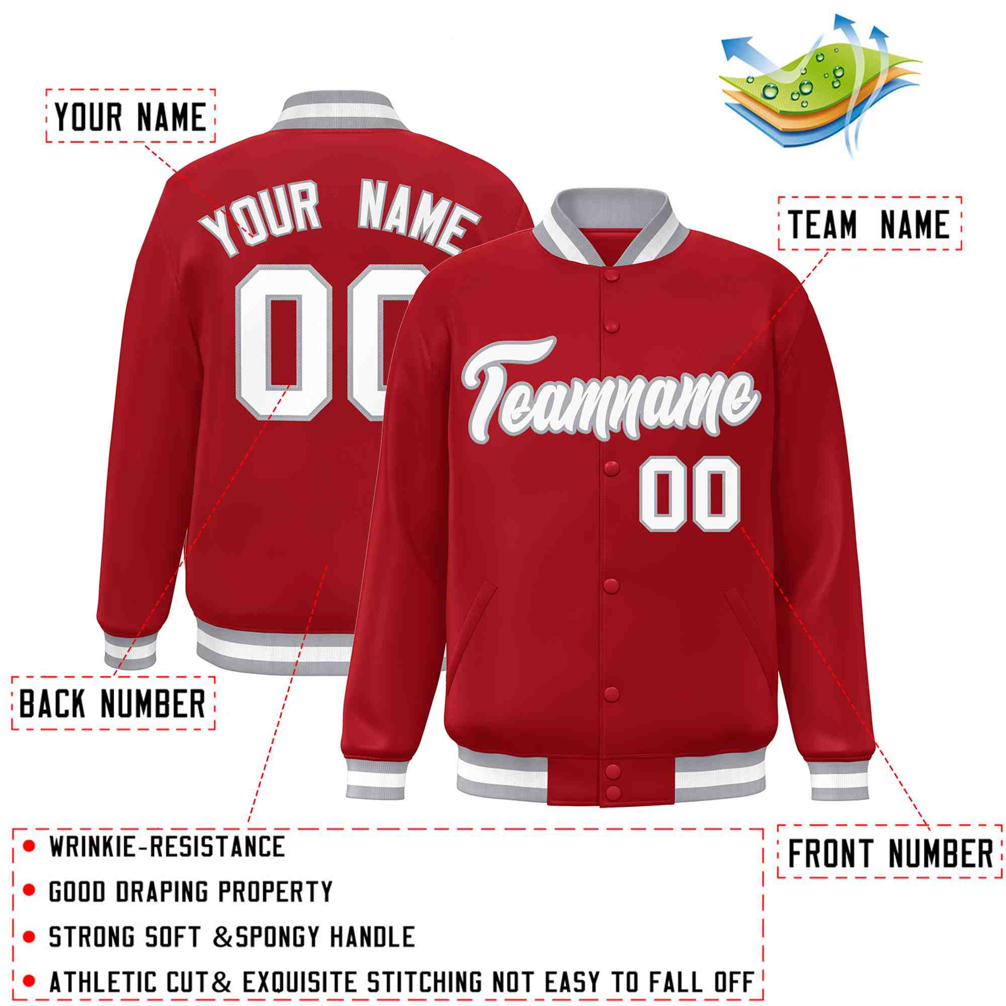 Custom White Black-Gray Classic Style Varsity Full-Snap Letterman Jacket | KXKSHOP