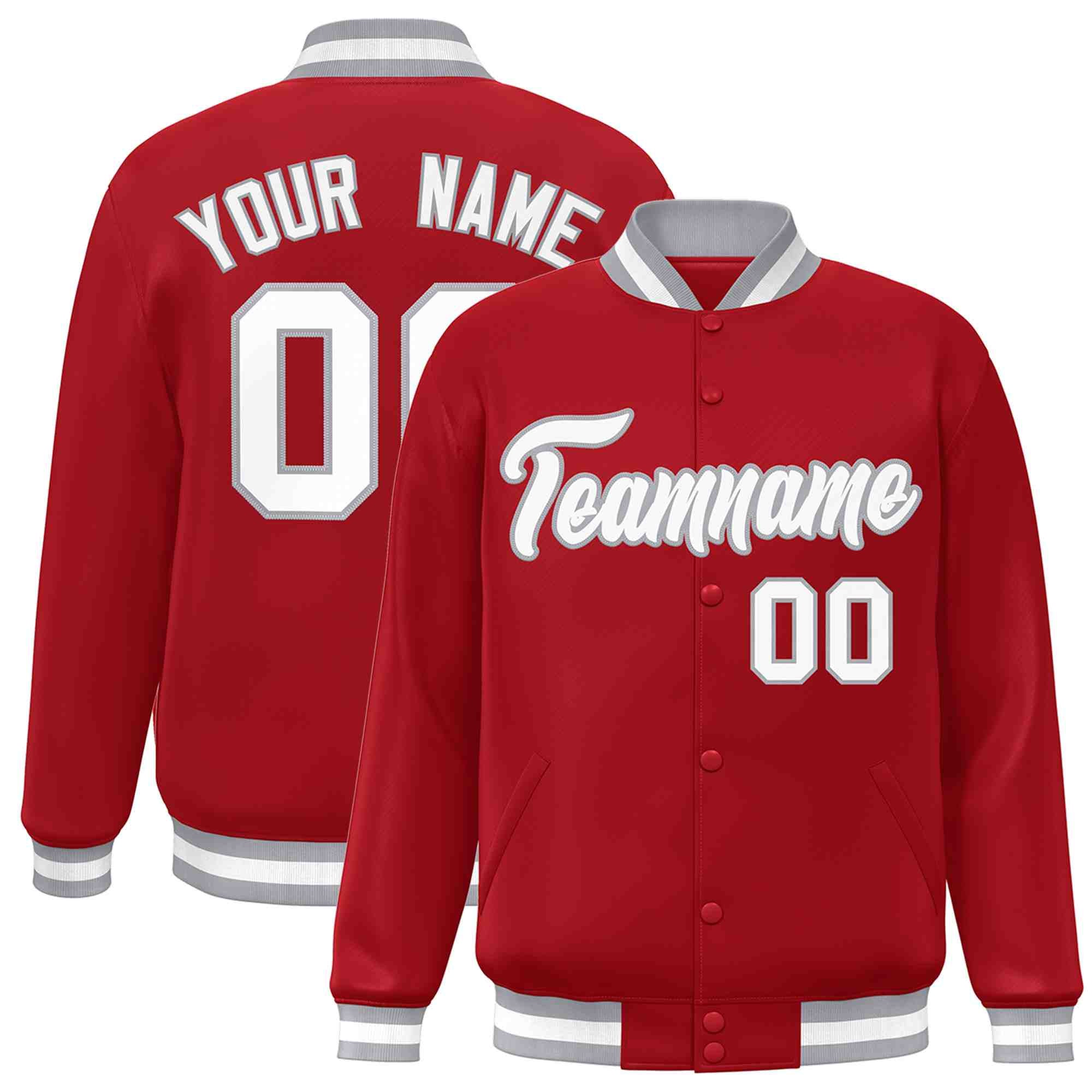 Custom White Black-Gray Classic Style Varsity Full-Snap Letterman Jacket | KXKSHOP