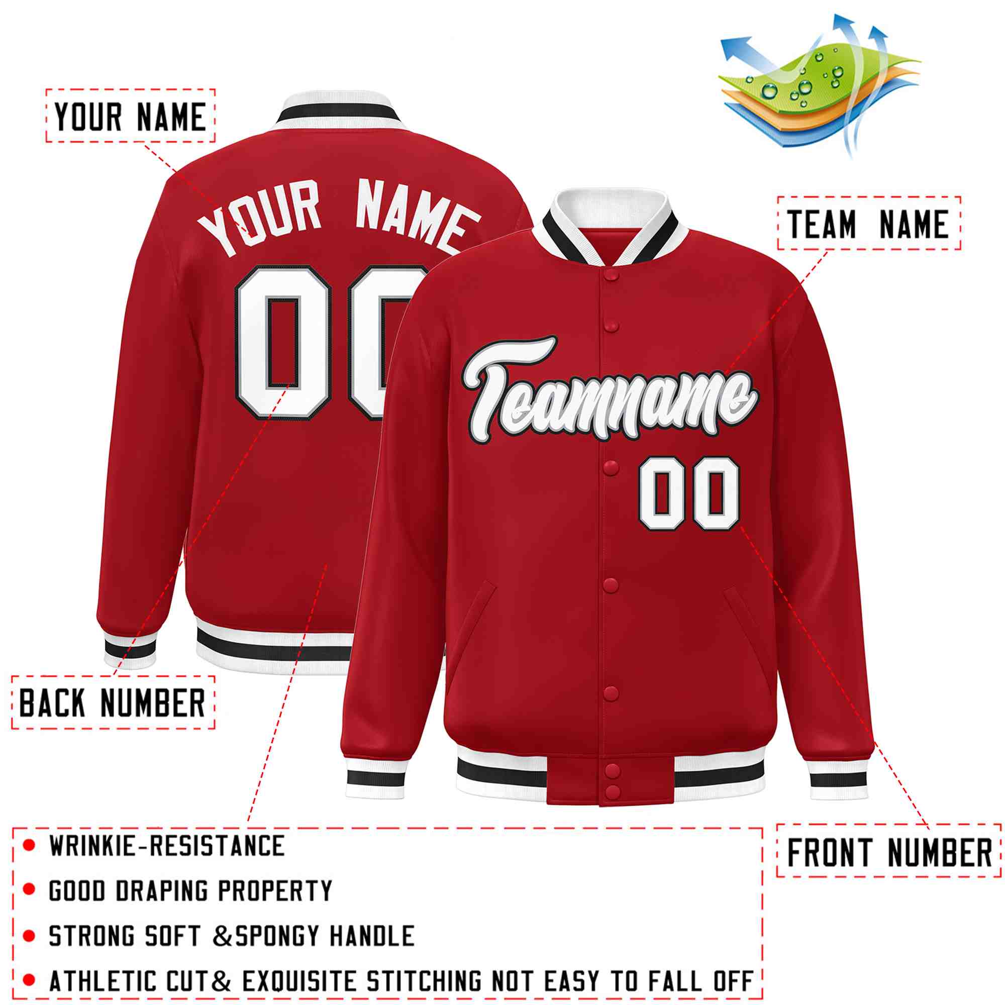 Custom White Black-Gray Classic Style Varsity Full-Snap Letterman Jacket | KXKSHOP