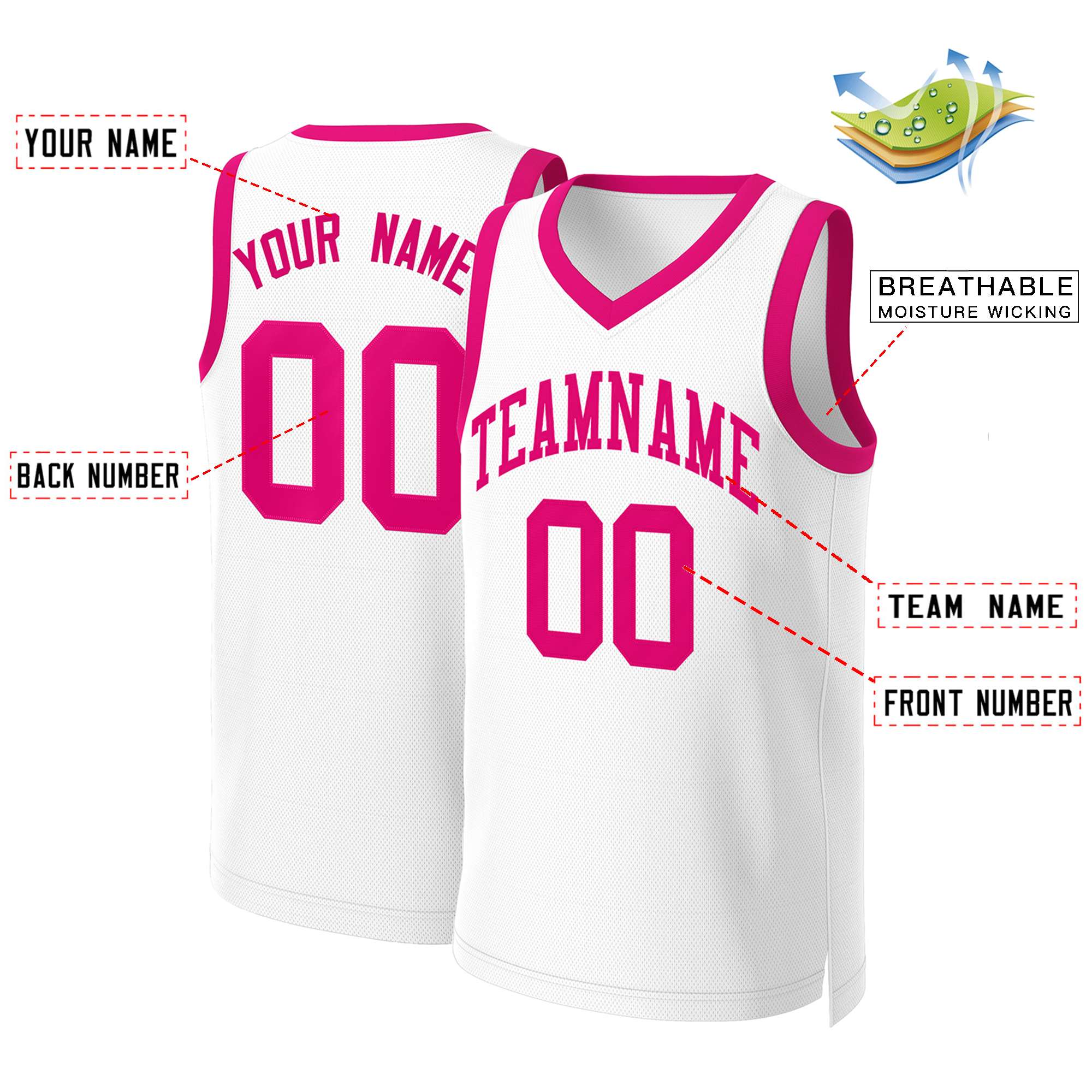 Custom White Red Classic Tops Basketball Jersey | KXKSHOP