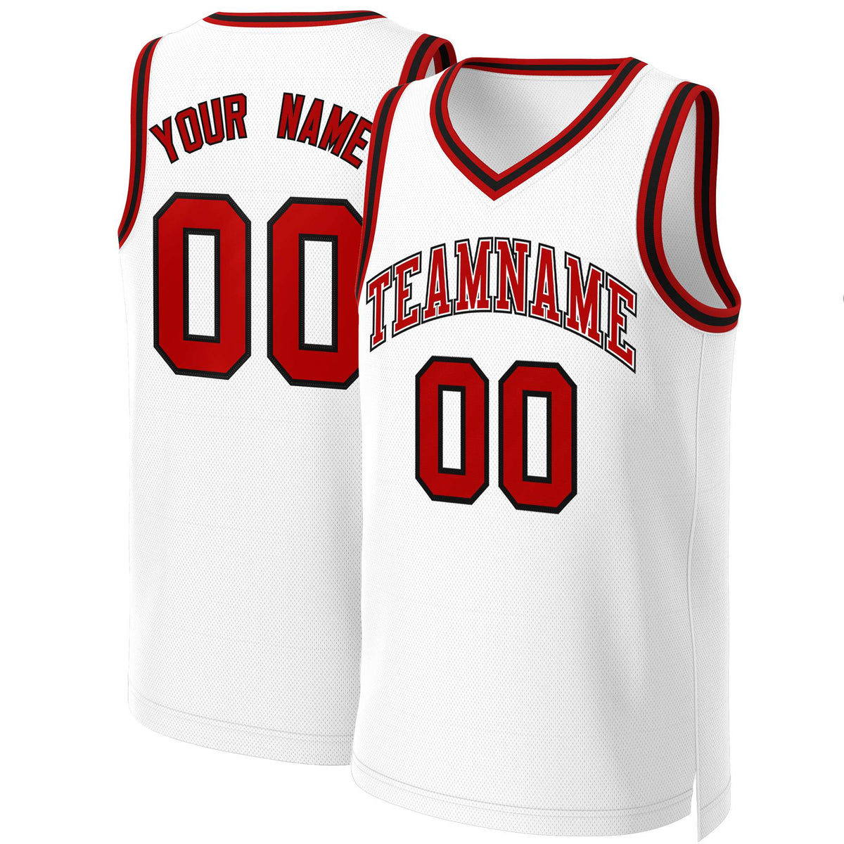 Custom White Red-White Classic Tops Basketball Jersey