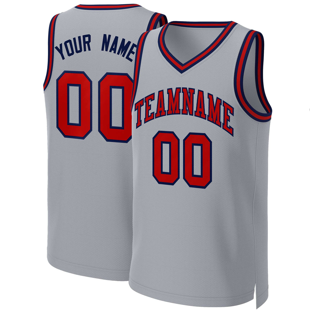 Custom Gray Red-Navy Classic Tops Basketball Jersey