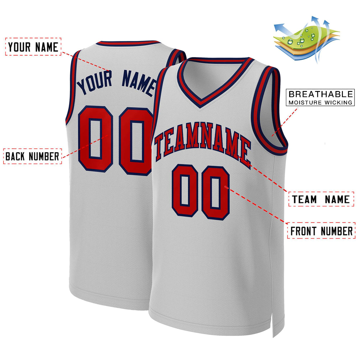Custom White Red Classic Tops Basketball Jersey | KXKSHOP