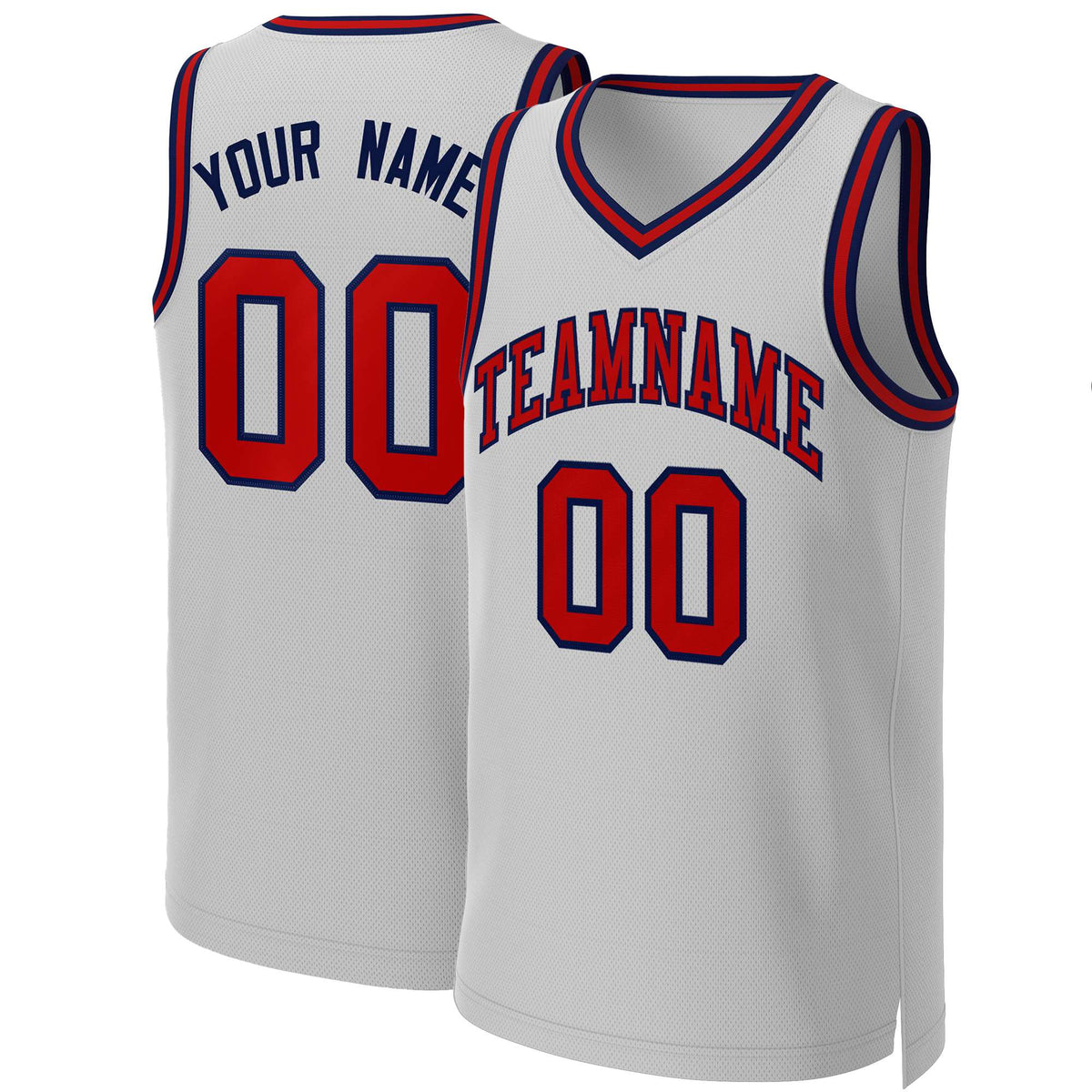 Custom Gray Red-Navy Classic Tops Basketball Jersey