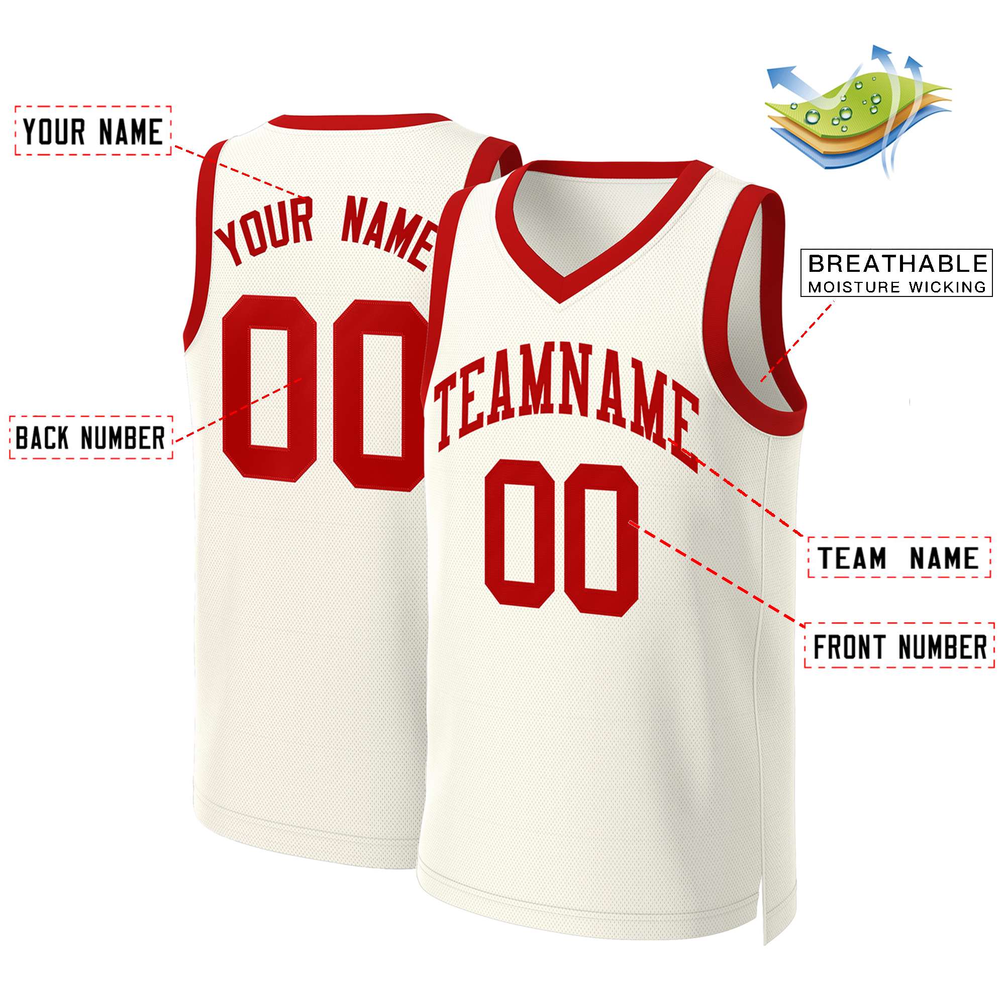 Custom White Red Classic Tops Basketball Jersey | KXKSHOP