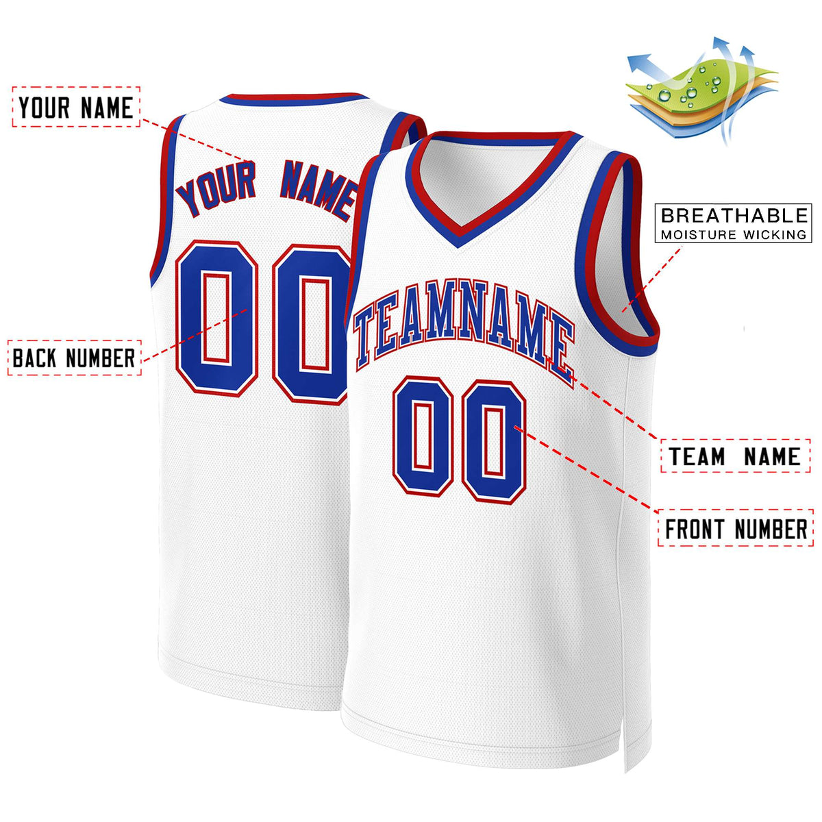 Custom White Red Classic Tops Basketball Jersey | KXKSHOP