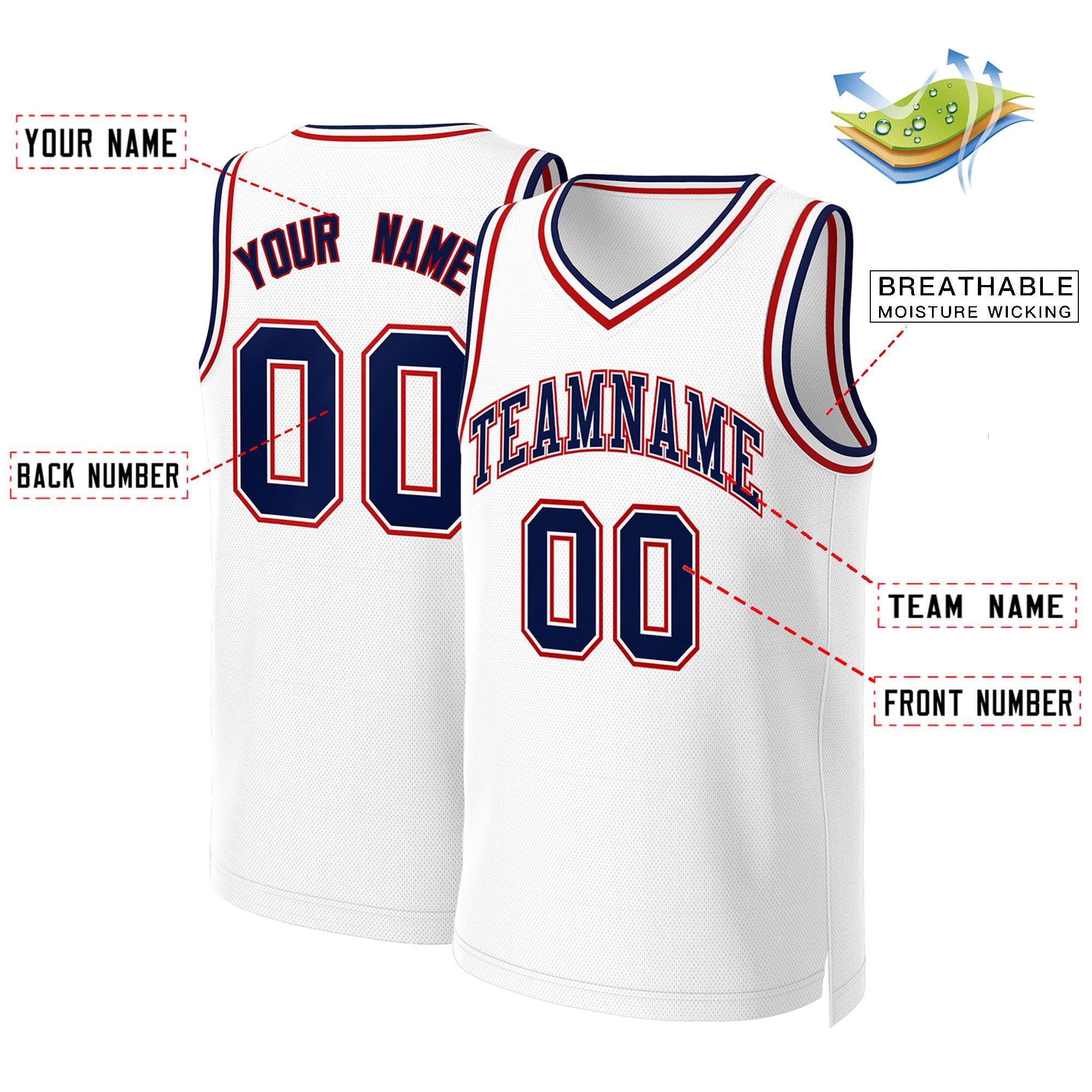 Custom White Red Classic Tops Basketball Jersey | KXKSHOP
