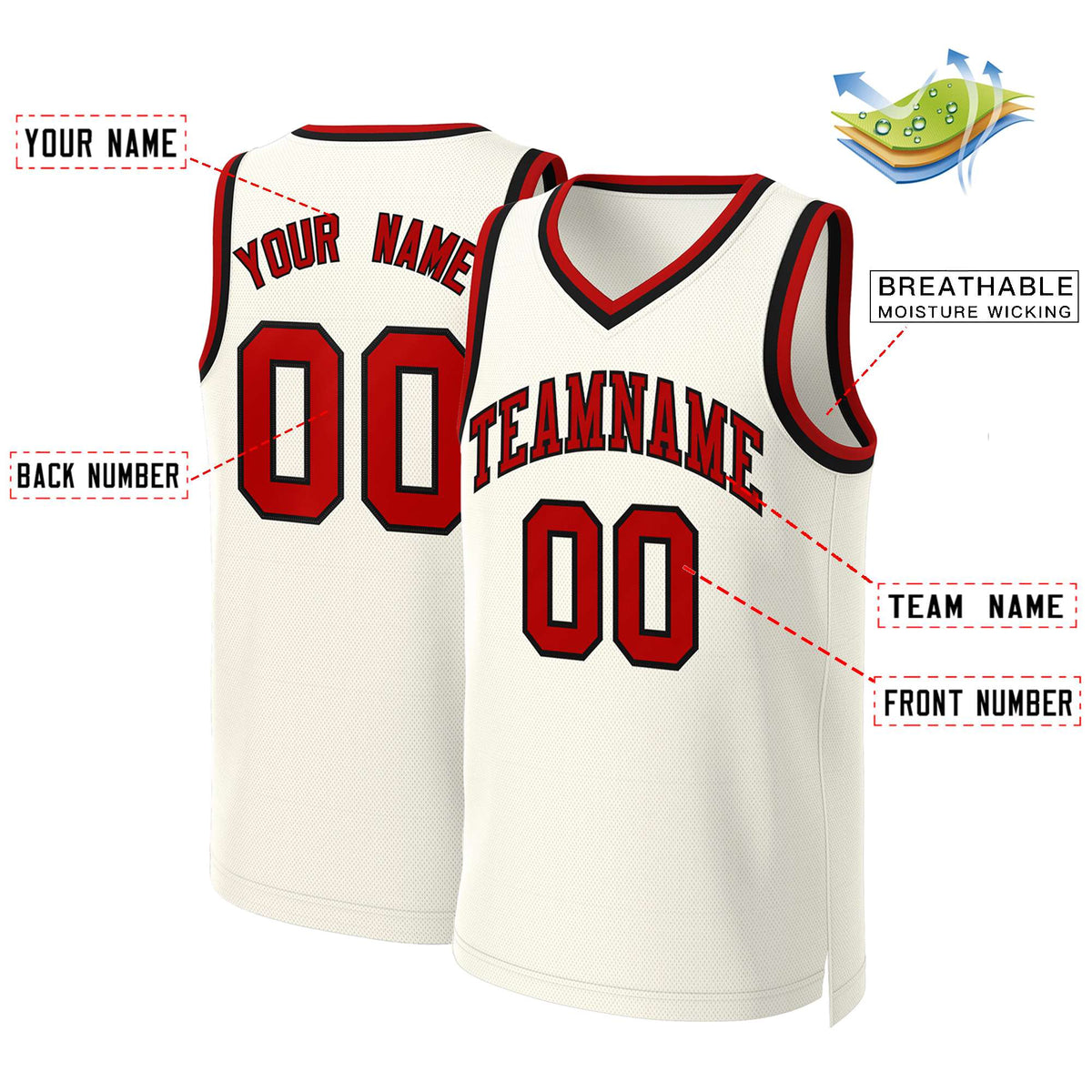 Custom White Red Classic Tops Basketball Jersey | KXKSHOP
