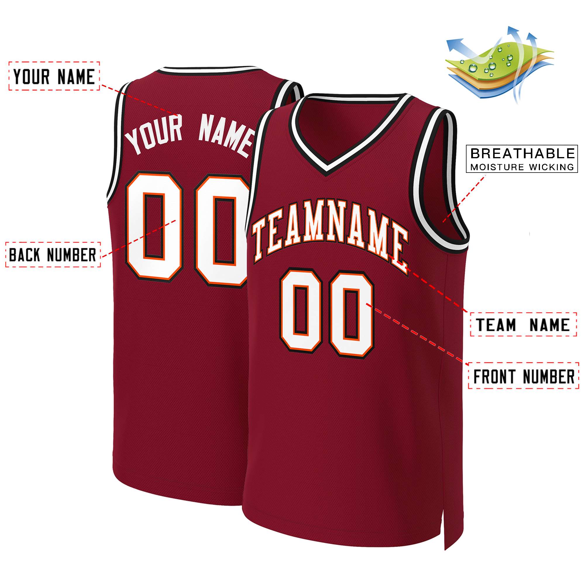 Custom White Red Classic Tops Basketball Jersey | KXKSHOP