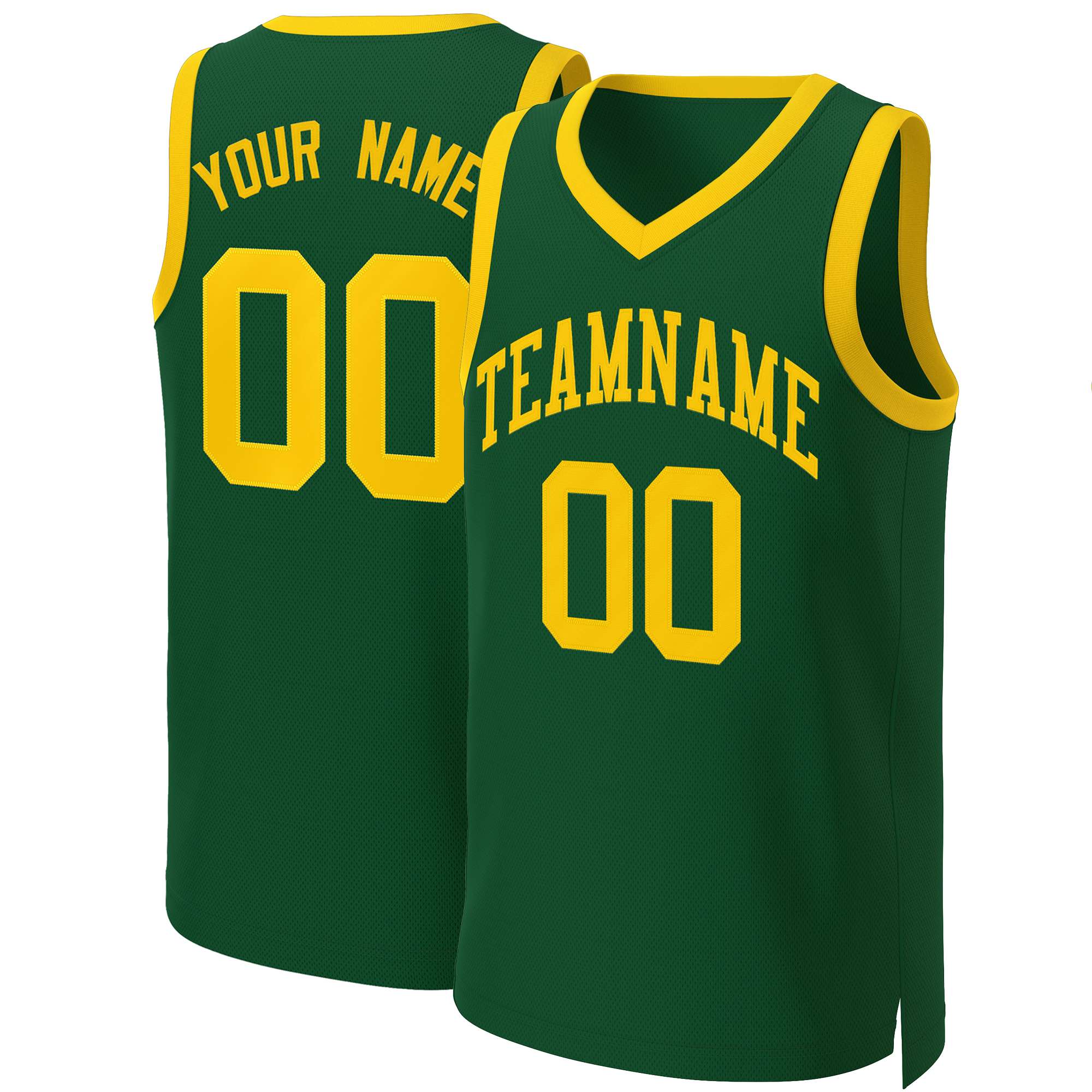 Custom Green Gold Classic Tops Basketball Jersey